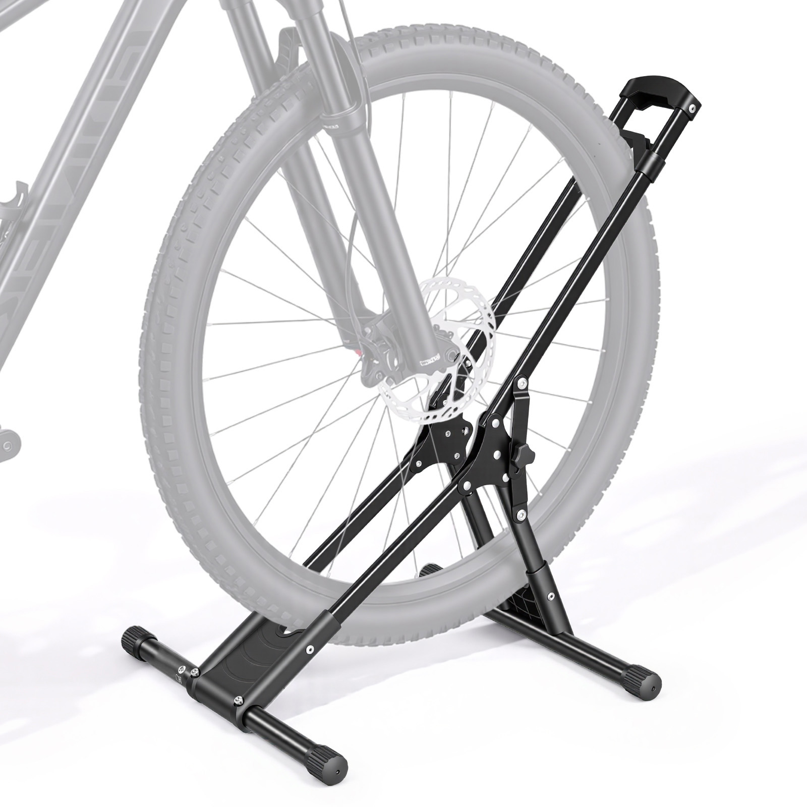 Bike Stand, Foldable Freestanding Bike Storage Rack, Carbon Steel Garage Bicycle Floor Stand, Fits 20-29 In Wheel Diameters, Drill-Free Installation, Ideal For Garage, Apartment, Home, Black