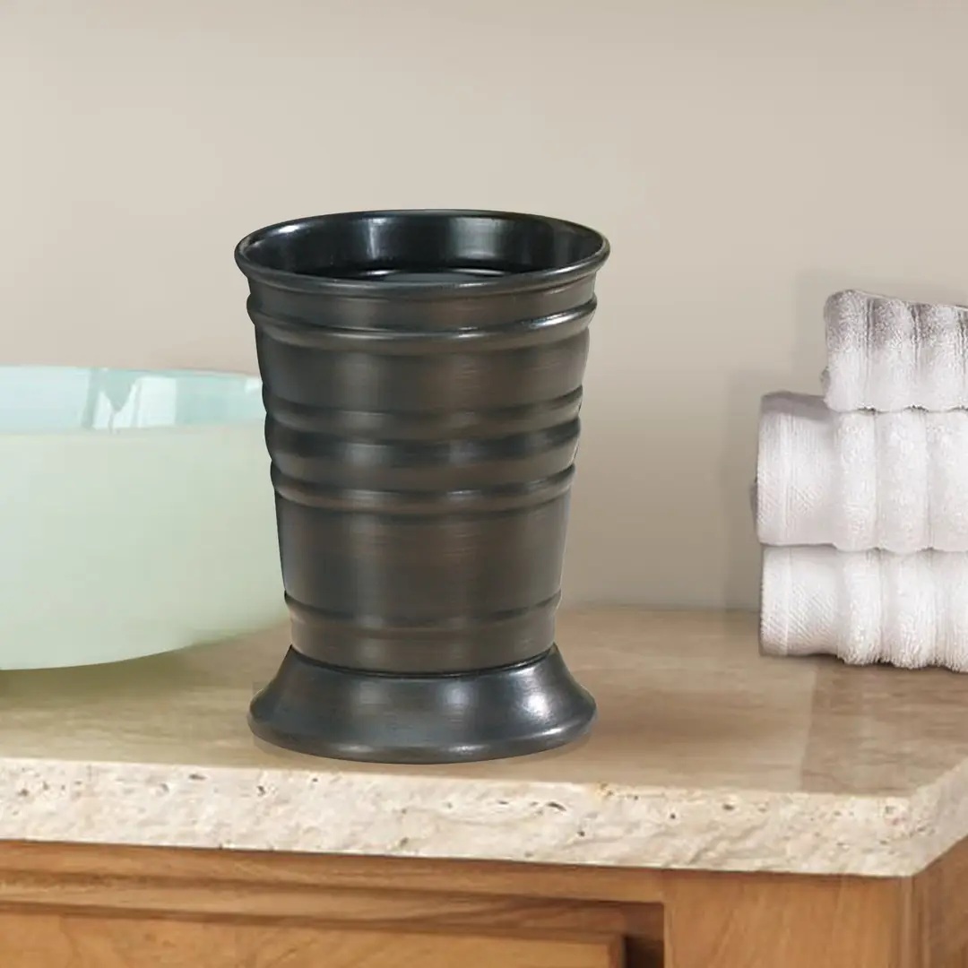 Vaso de acero inoxidable decorativo para enjuague o portacepillos de dientes