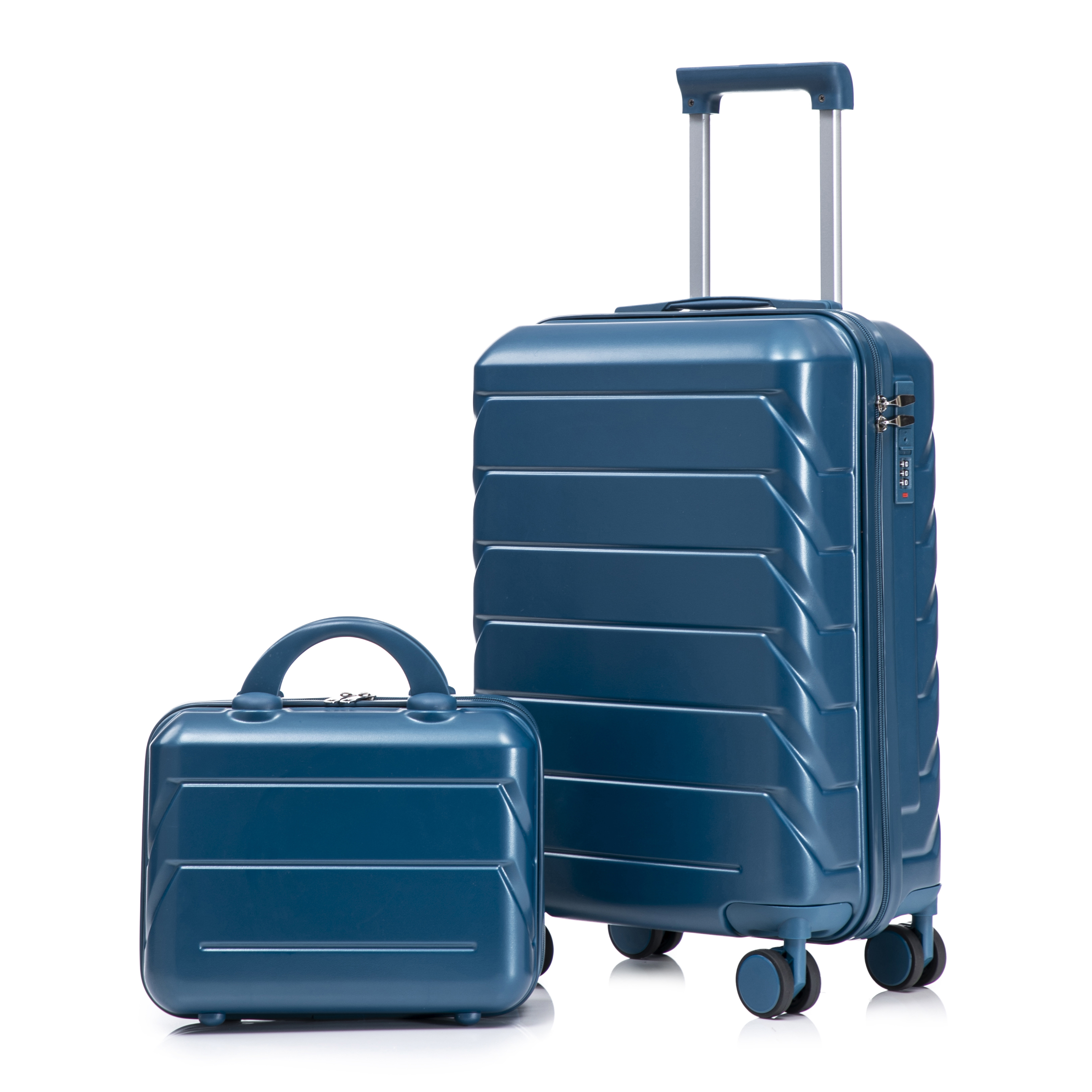 Set de 2 Maletas de ABS con Ruedas Giratorias y Candado, Azul Oscuro
