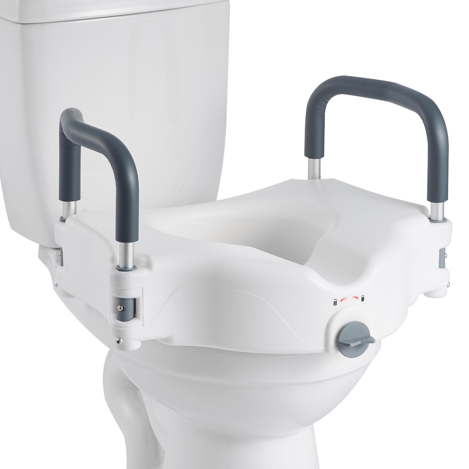 Raised Toilet Seat With Arms, 300 Lbs Load Capacity, 5-Inch Lift Height, Widened Commode Elevated Toilet Seat Riser With Padded Handles For Seniors, Elderly, Handicap, Disabled, And Adults Use