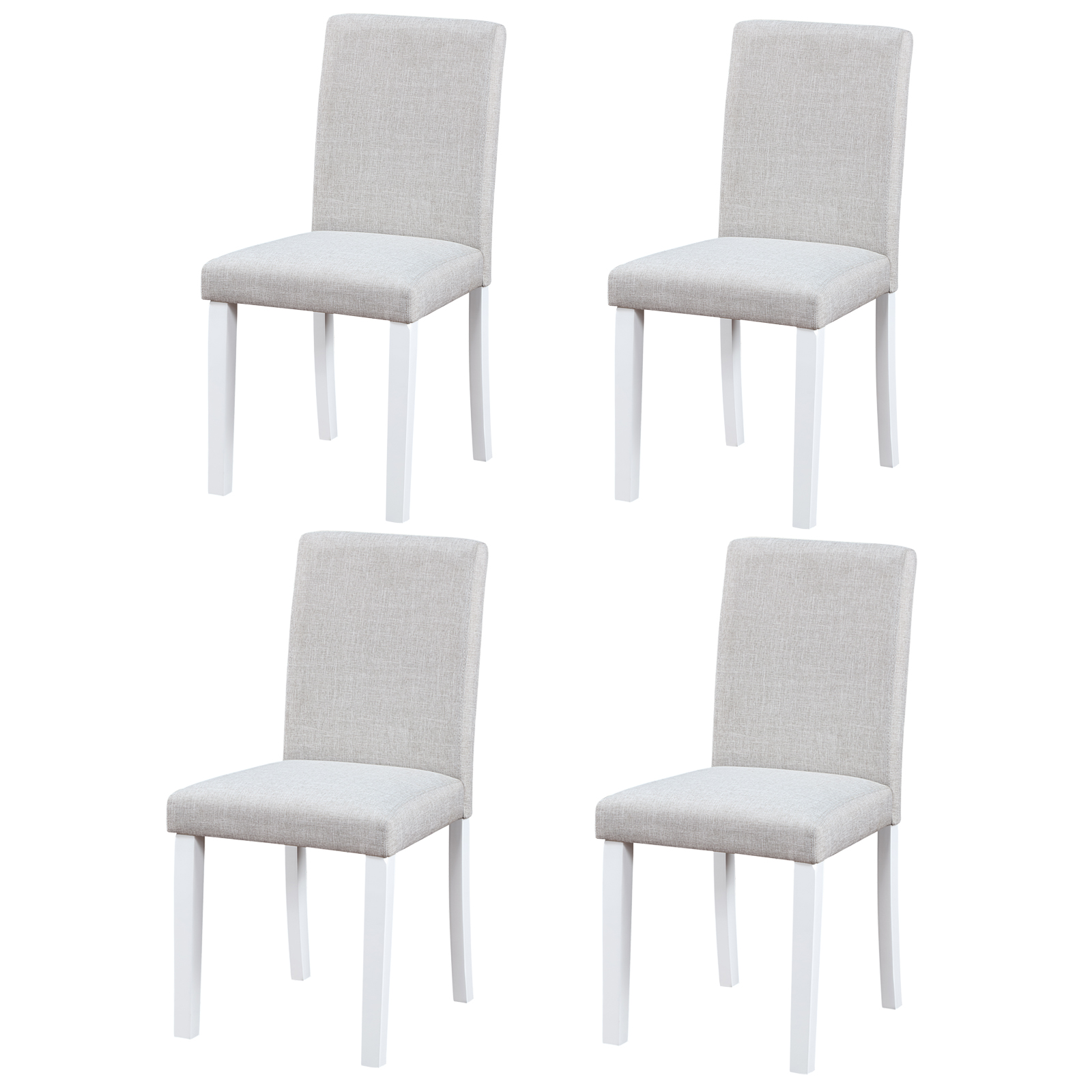 Dining Chairs Only, Dining Chairs set for 4, Kitchen Chair with Padded Seat, Side Chair for Dining Room, White & Gray
