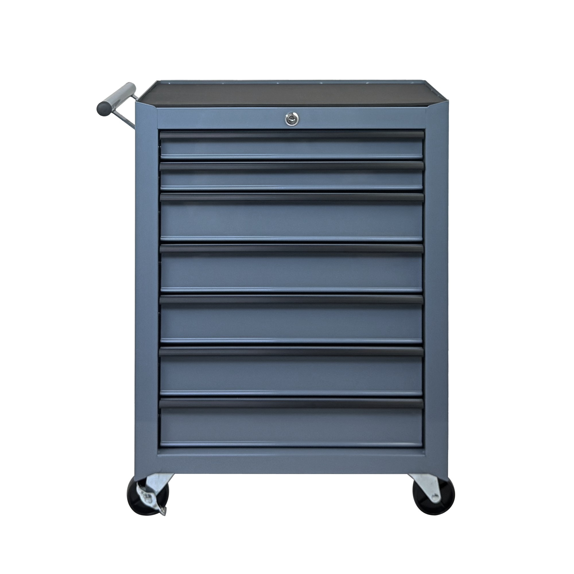 Caja de herramientas metálica con ruedas de 20 pulgadas, 7 cajones, correderas de balero, gris