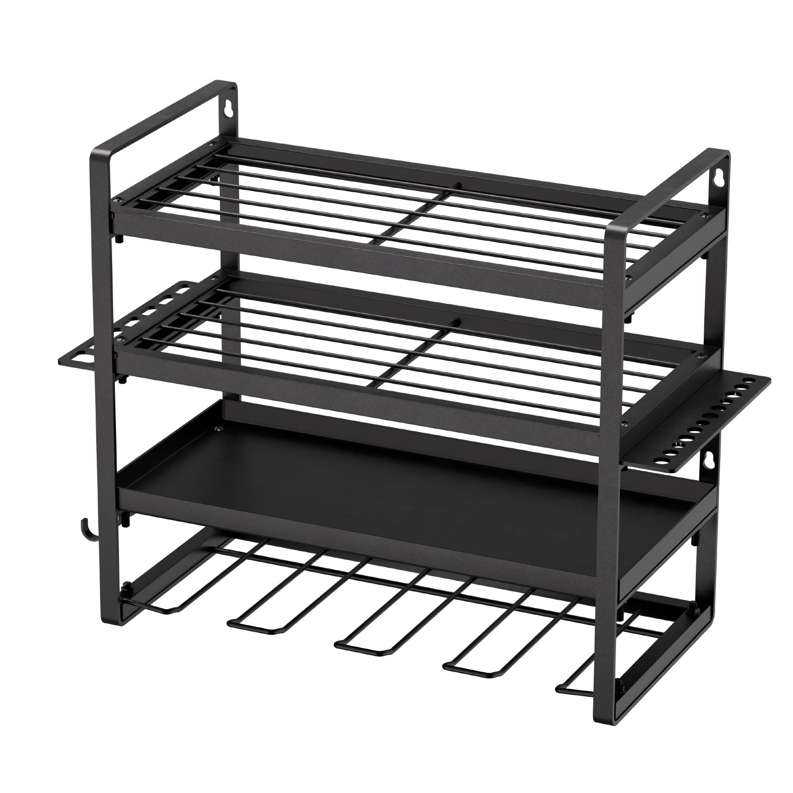 Organizador de herramientas eléctricas para pared, 4 niveles, con soportes para taladros