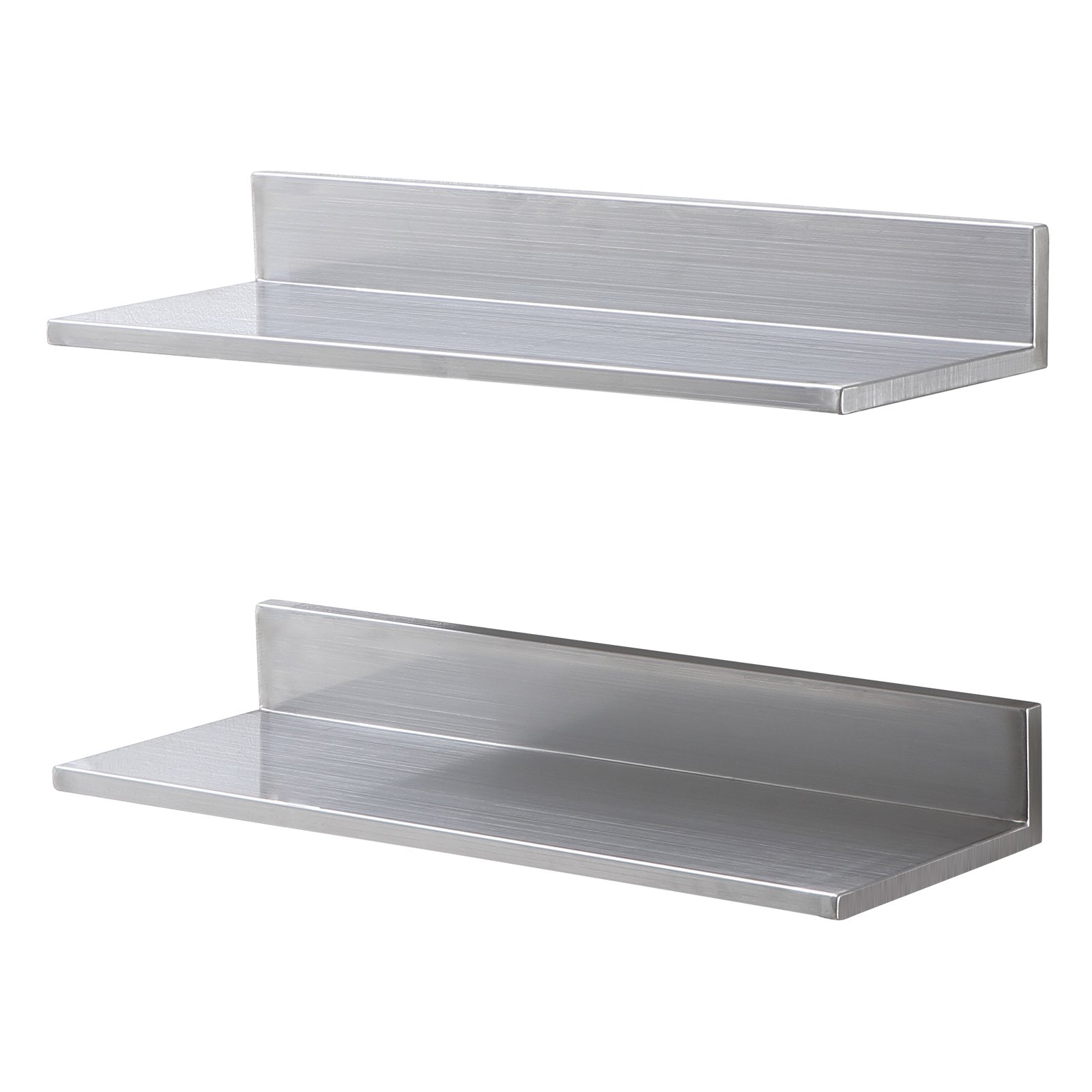 Estante de acero inoxidable, 8.6 x 24 pulgadas, montado en pared, 44 libras, comercial.