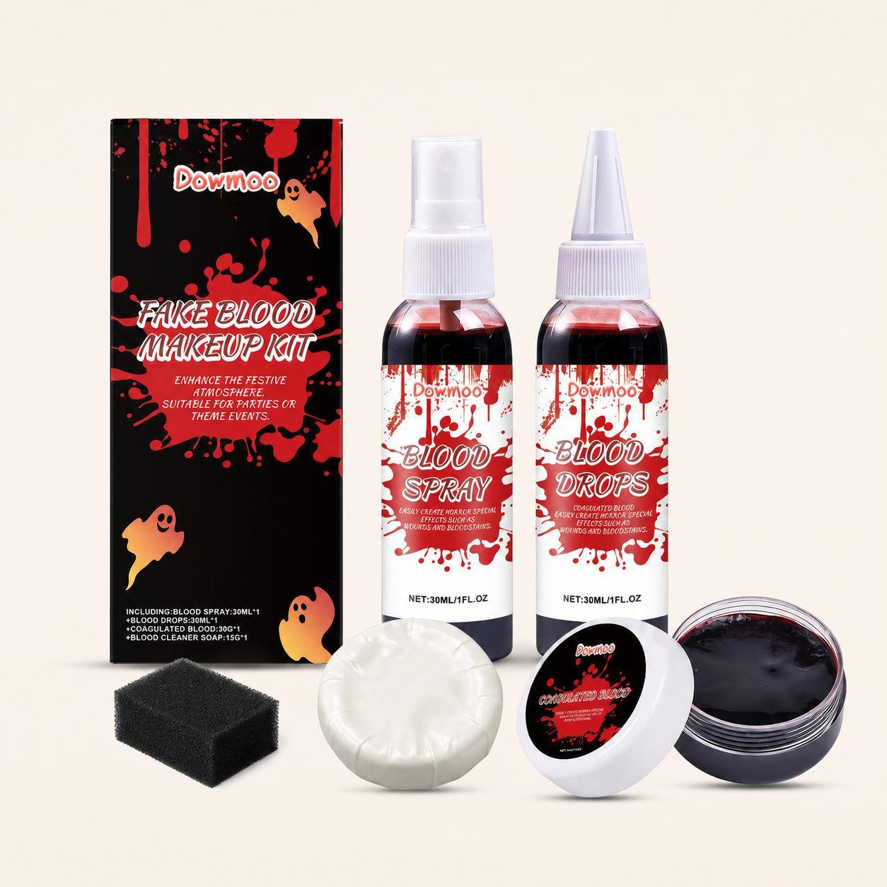 Set de maquillaje de sangre falsa DOWMOO para Halloween, 1 set