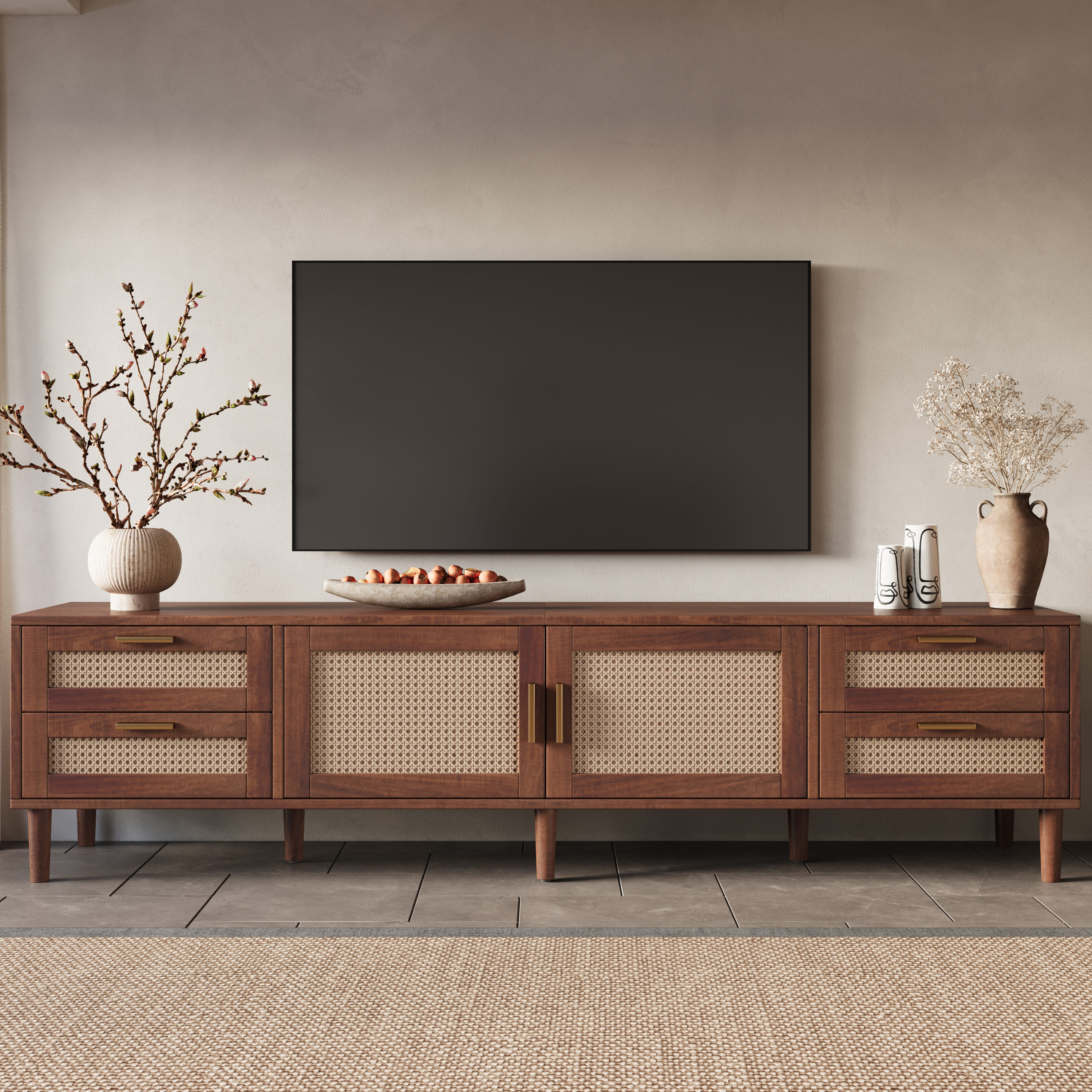 Mueble de TV de 78 pulgadas para pantallas de hasta 85 pulgadas, con 4 cajones