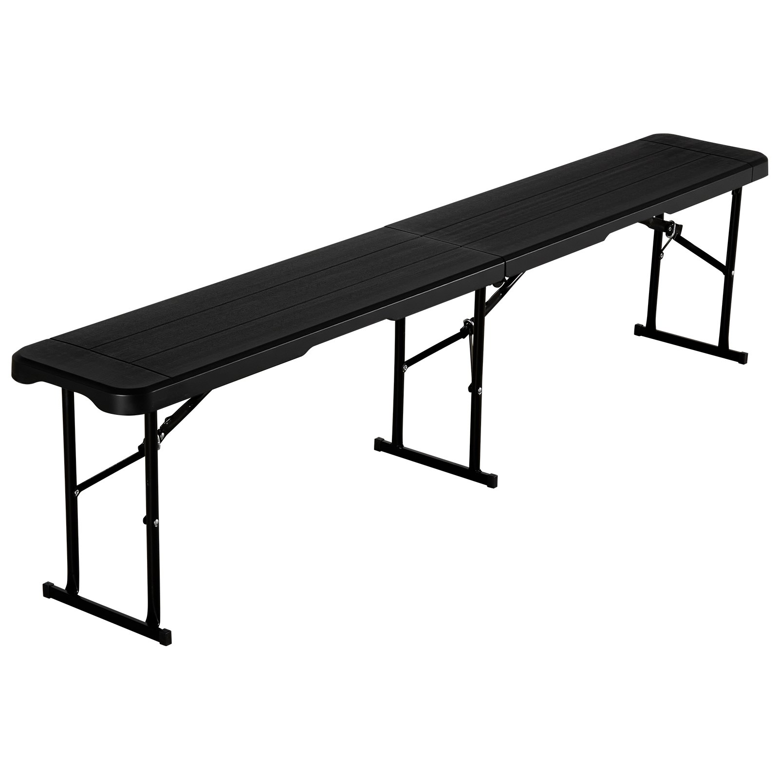 Plastic Folding Bench, 6 Ft Portable Bench For Outdoor Picnic Party Camping Dining, Foldable Smooth HDPE Seat For Garden Soccer Multipurpose Entertaining Activities, 2 Pack, 2 Carry Bags, Black