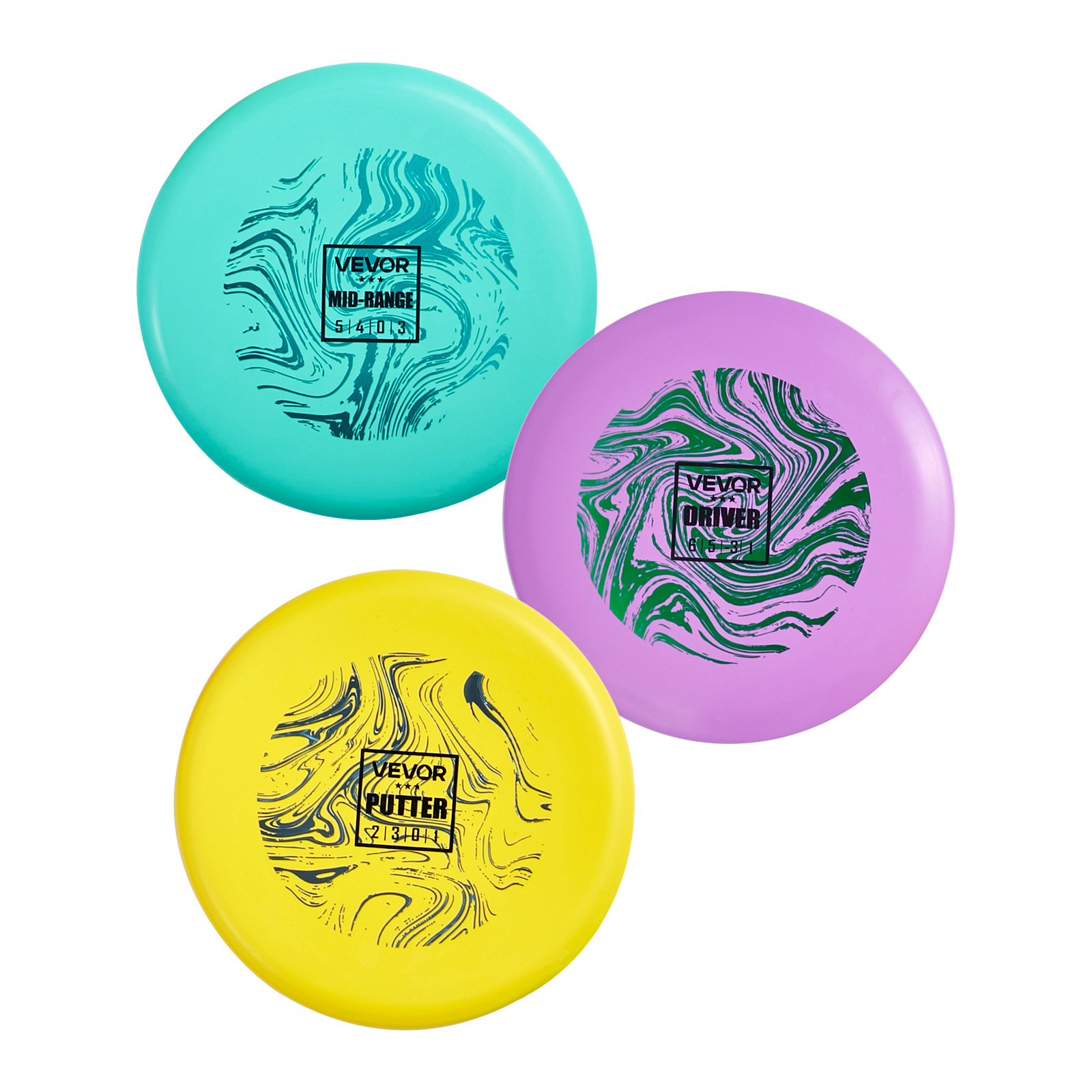 Set de Disc Golf para principiantes, incluye putter, mid-range y driver (3 unidades).