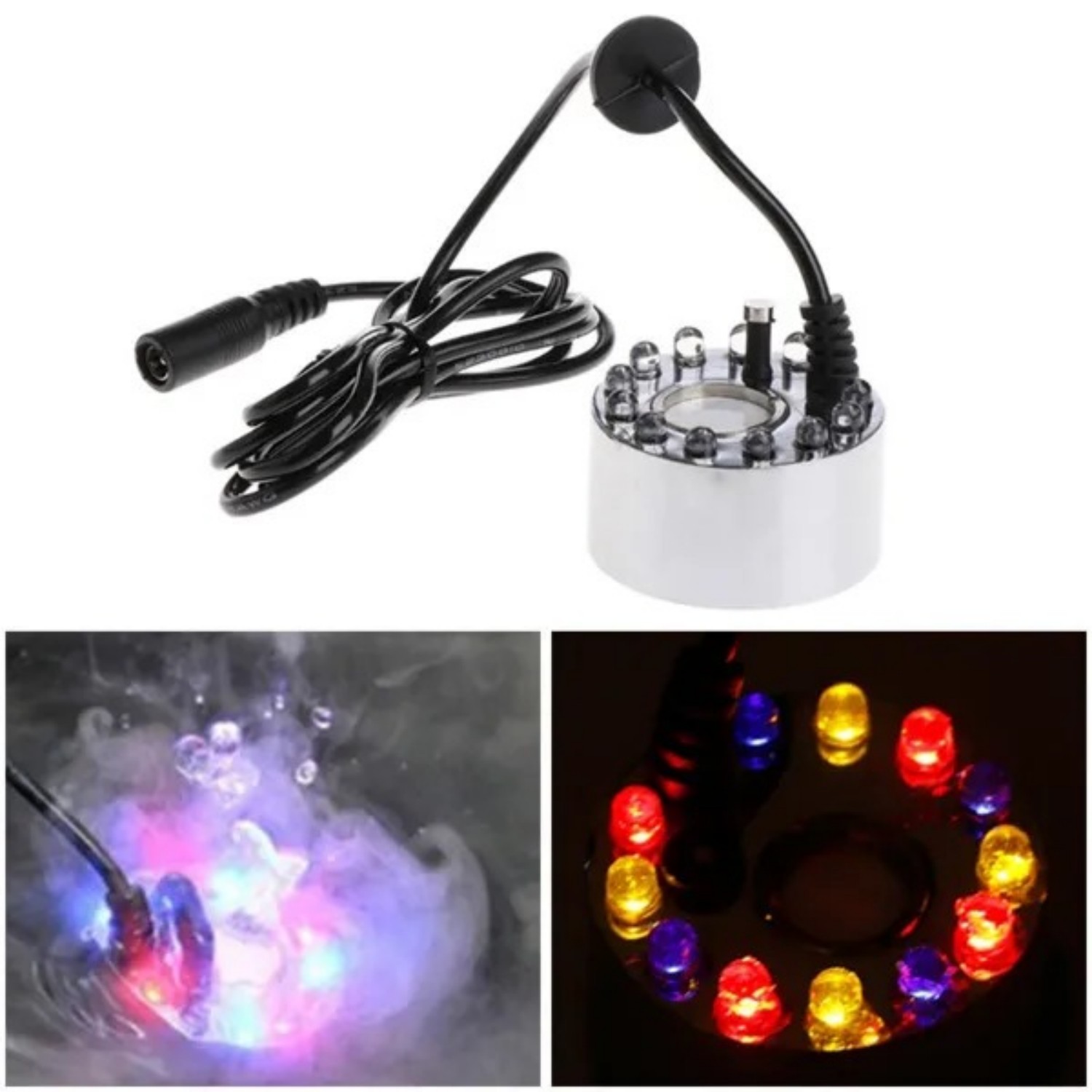 Nebulizador ultrasónico con 12 luces LED para fuentes y estanques