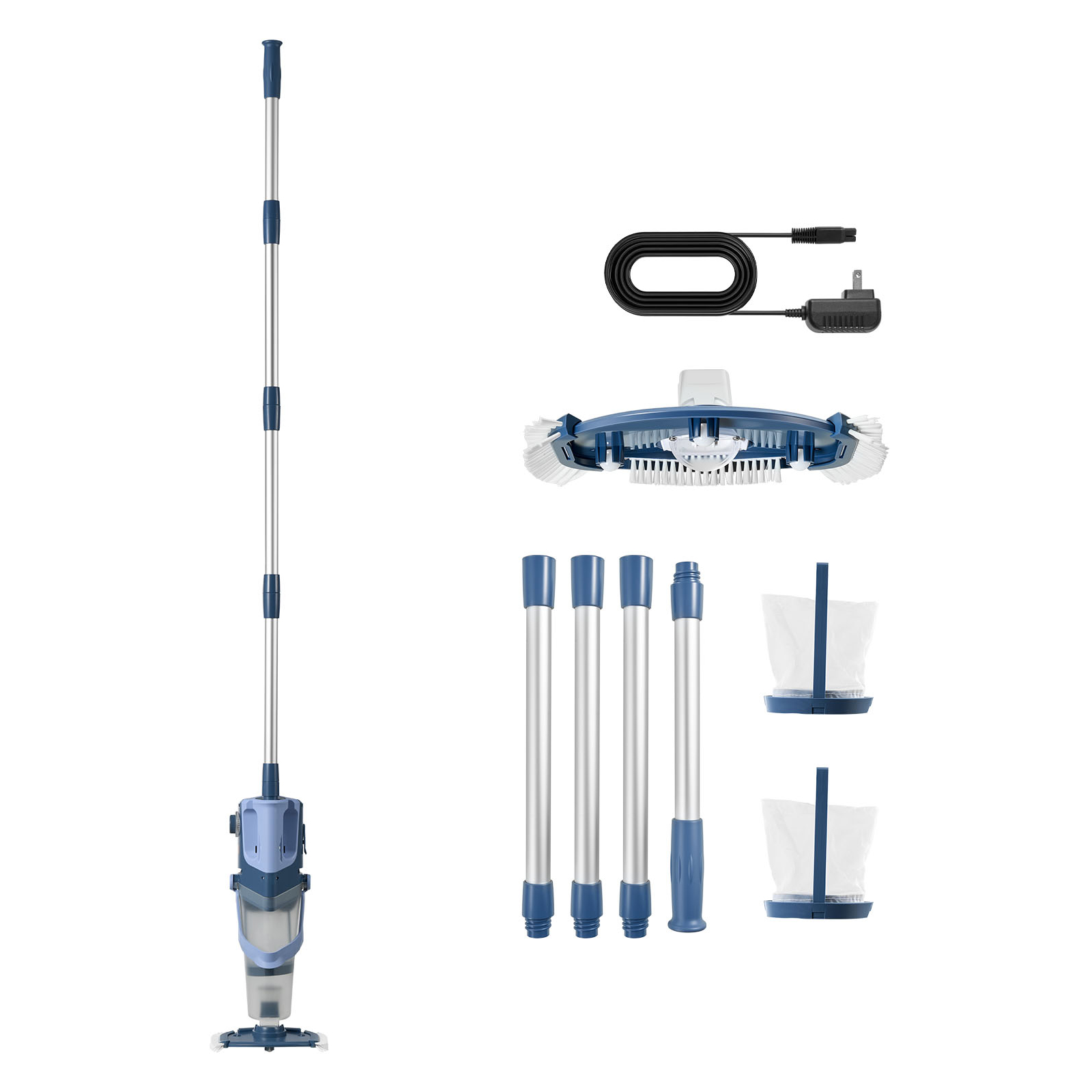 Handheld Pool Vacuum, 26 GPM Cordless Spa Hot Tub Vacuum With Extension Pole, 60 Mins Running Time, Powerful Suction For Leaves And Debris, Rechargeable Pool Cleaner For Above Ground Pools