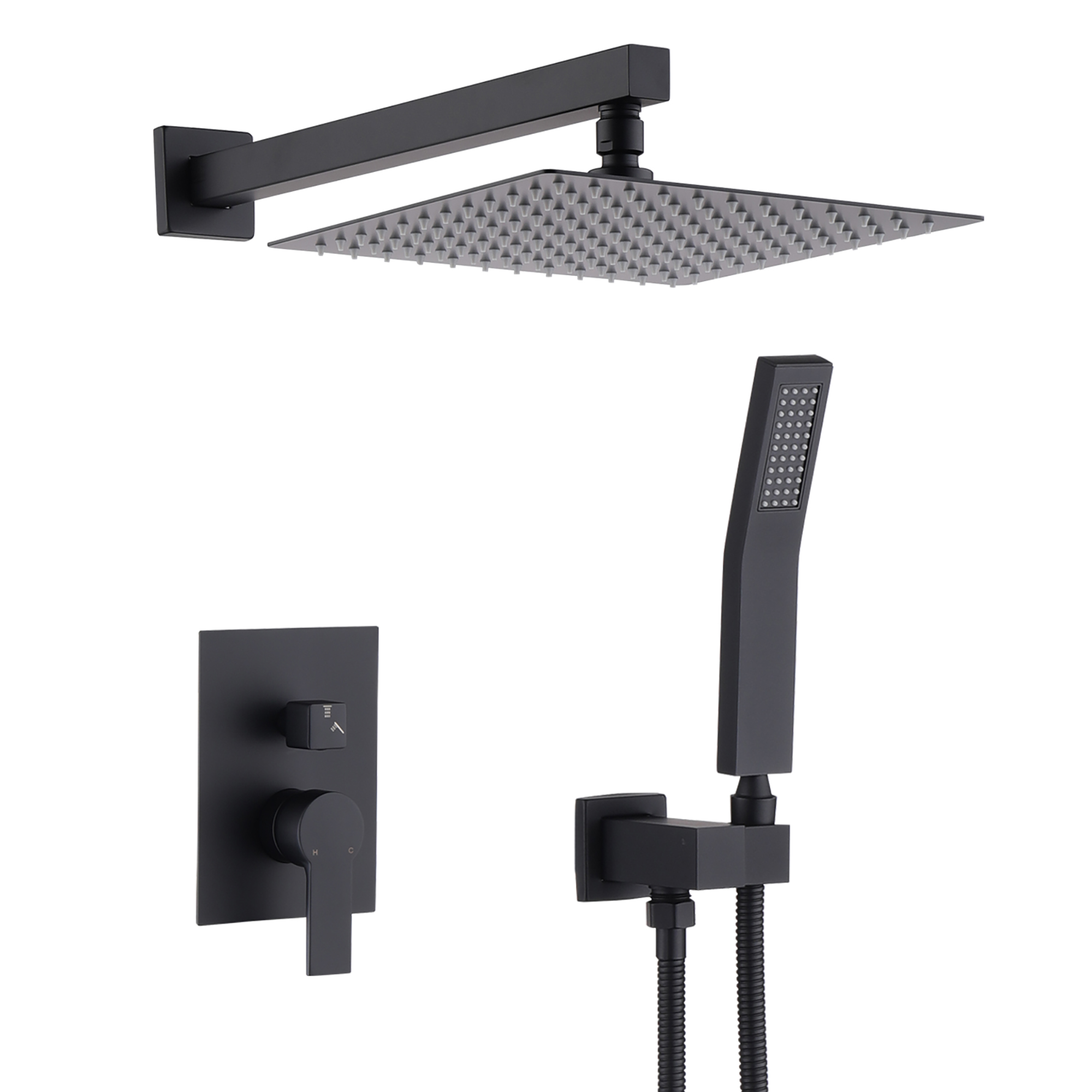 12 Inch Ceiling Mount Brushed Nickel Shower System Bathroom Luxury Rain Mixer Shower Combo Set Ceiling Rainfall Shower Head System