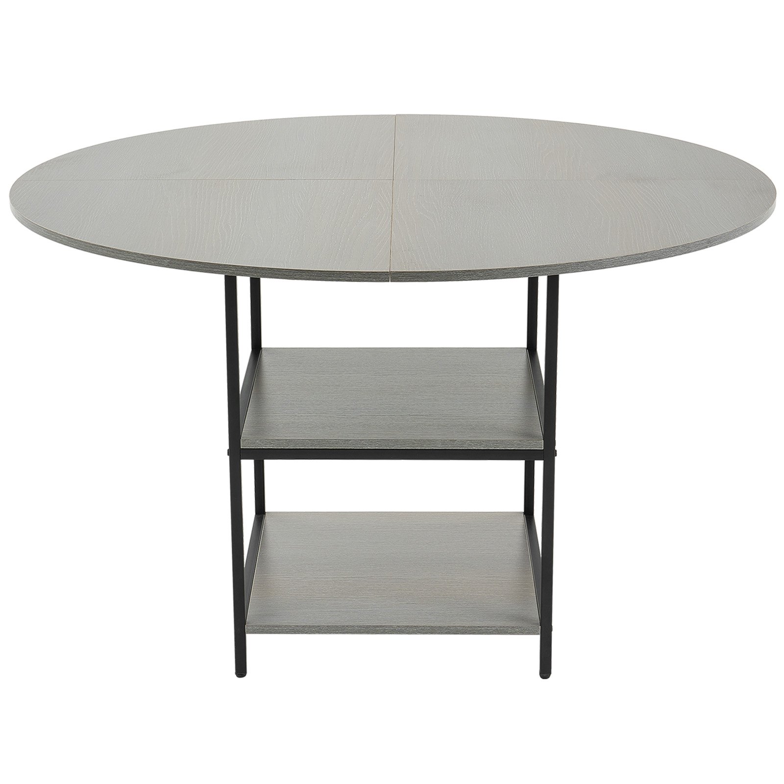 47 In Round Dining Table Wood Kitchen Table For 4-6 Person Grey (Only Table)