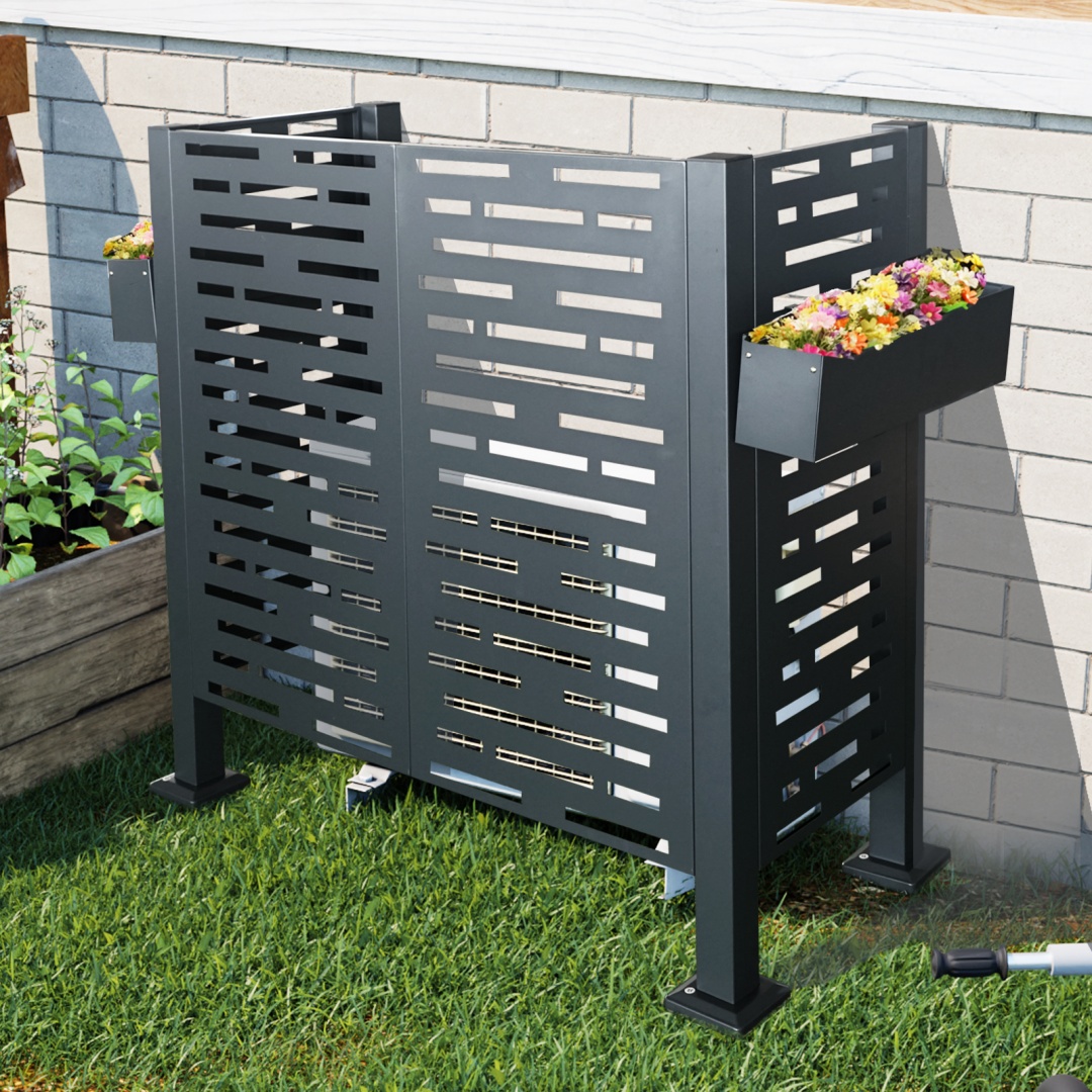 4x2 FT Air Conditioner Fence For Outdoor Units,Metal Privacy Fence Cover, Perfect To Conceal Air Conditioning Units