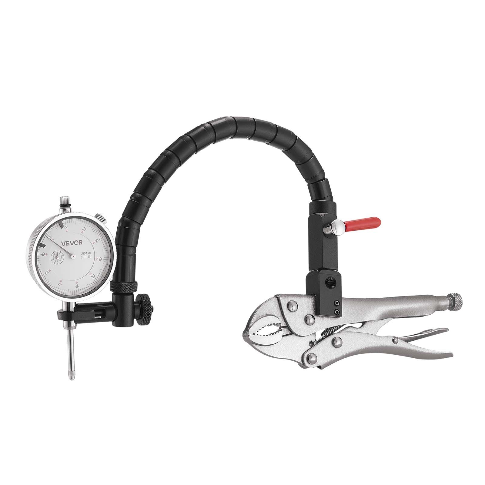 Dial Test Indicator With 360-Degree Flexible Arm And 360-Degree Locking Pliers, 0.001 Inch Accuracy, 0-1 Inch Range, Professional For Machine Set-Up, Narrow Area Measurement, Storage Case
