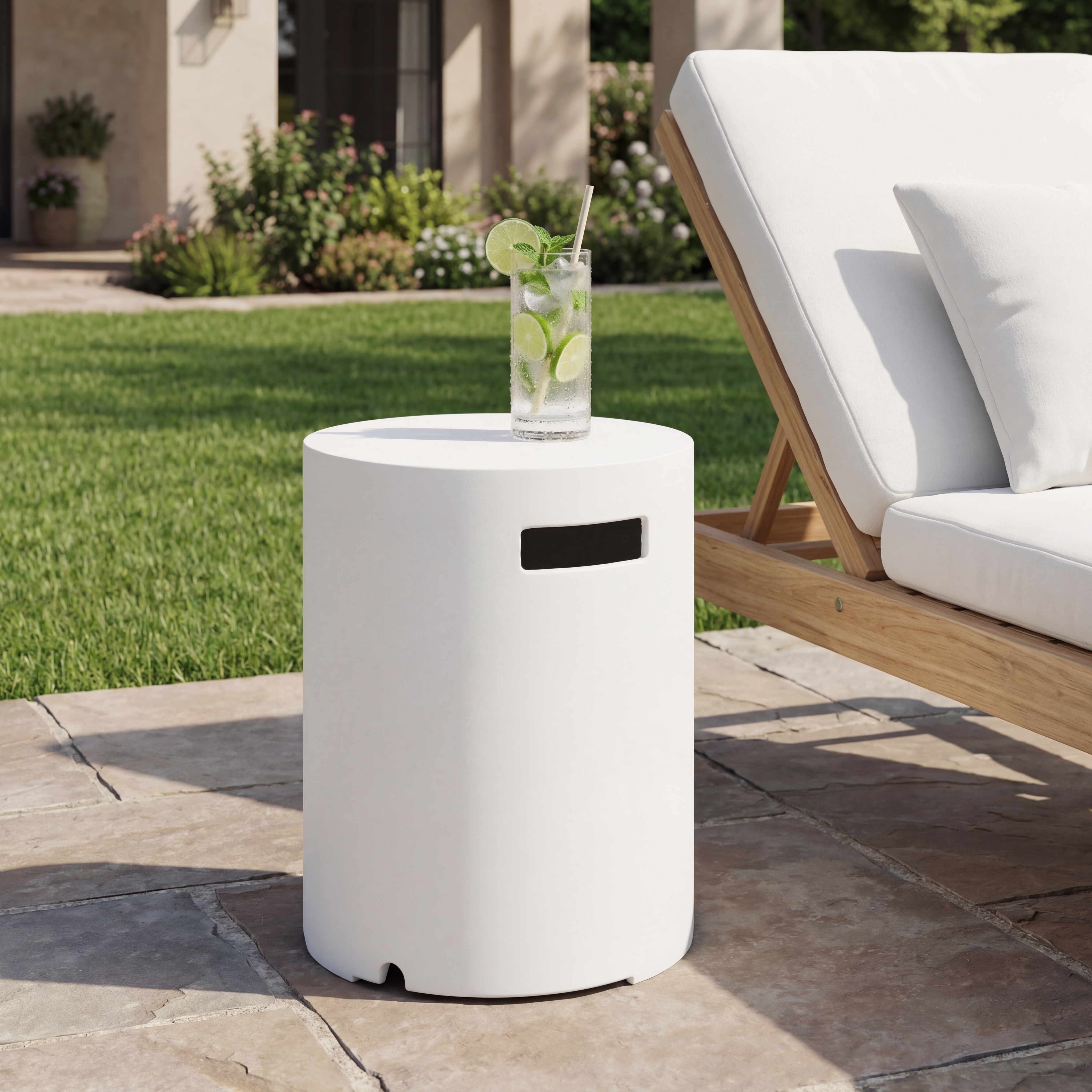 Mesa auxiliar de 16x20 pulgadas con soporte para tanque MGO, blanca