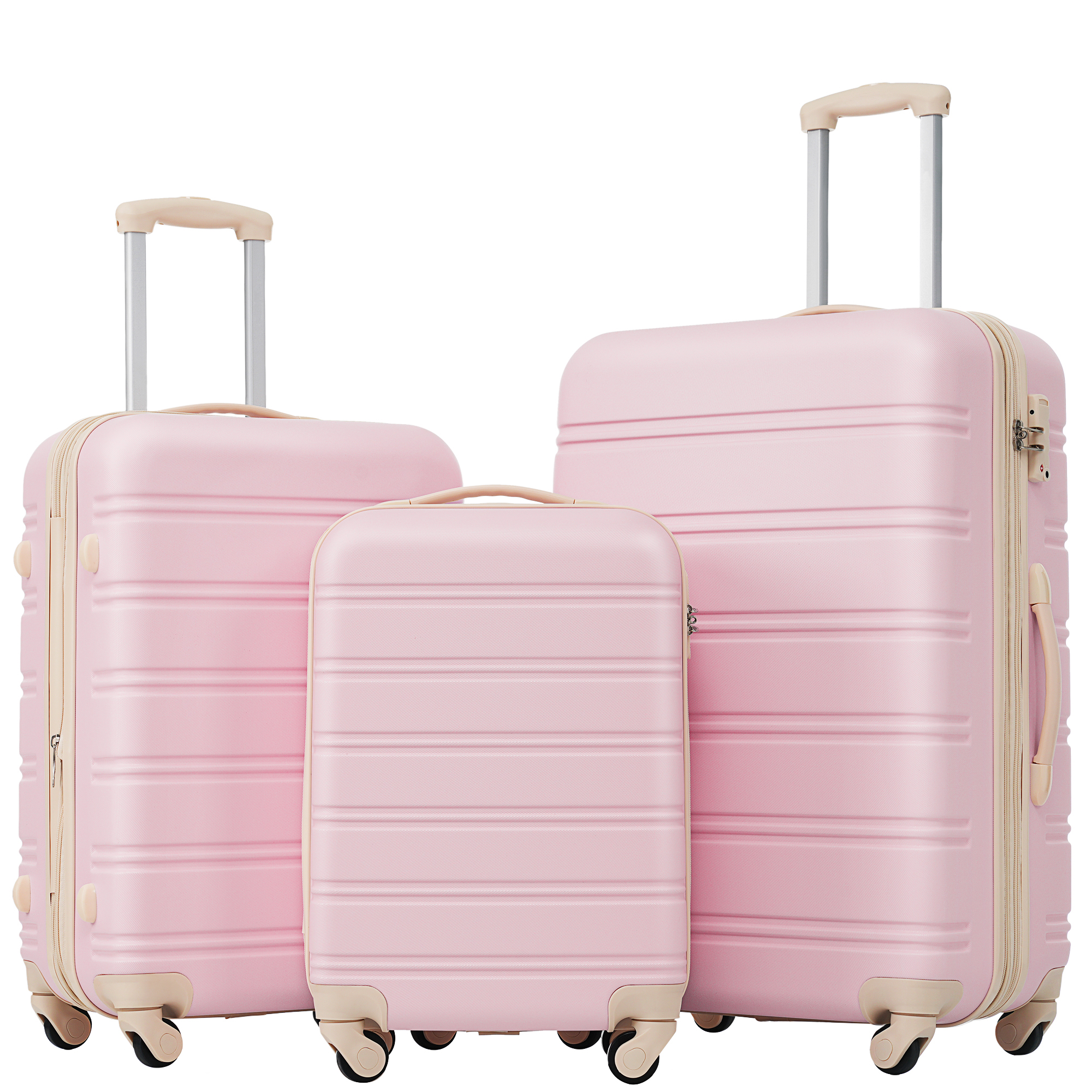Set de equipaje rígido de 3 piezas con ruedas giratorias y cerradura TSA.
