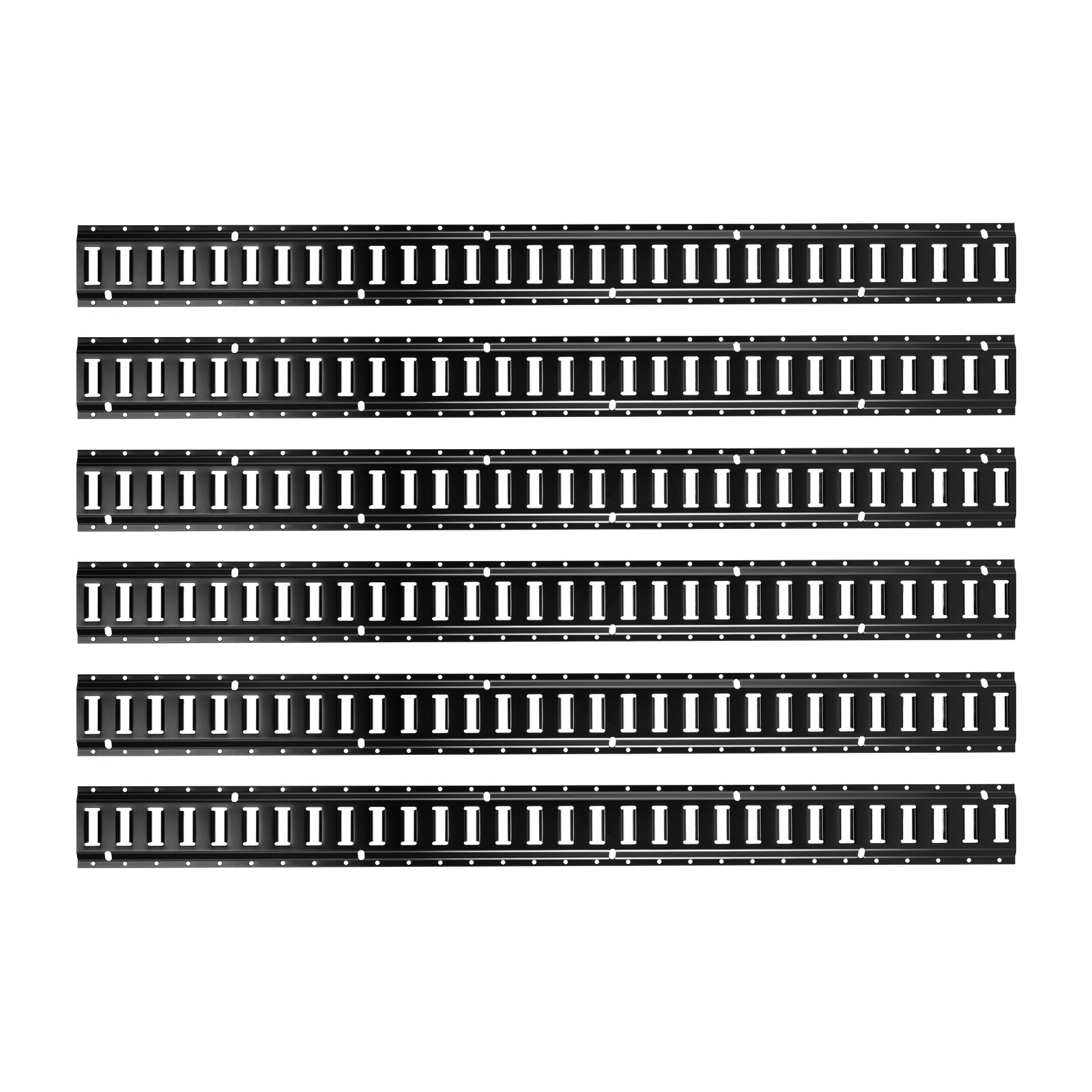 E-Track Tie-Down Rail Kit, 6 Pack 5 Ft E Track Rails, 26 Pcs Includes 2 Ratchet Straps & 6 O-Rings & 6 Tie-Offs With D-Ring & 12 End Caps, Fit For Garages Vans Trailers Motorcycles