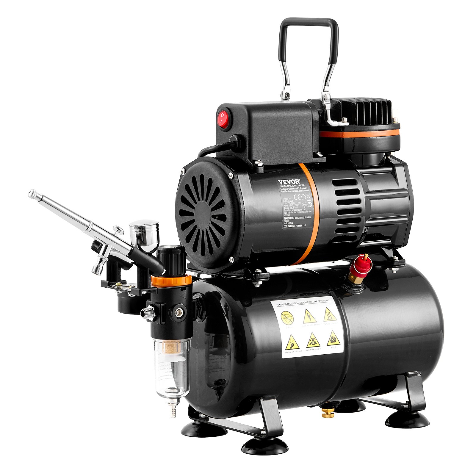 Kit de aerógrafo con compresor y tanque de 3.5L, punta 0.3 mm, para arte y uñas