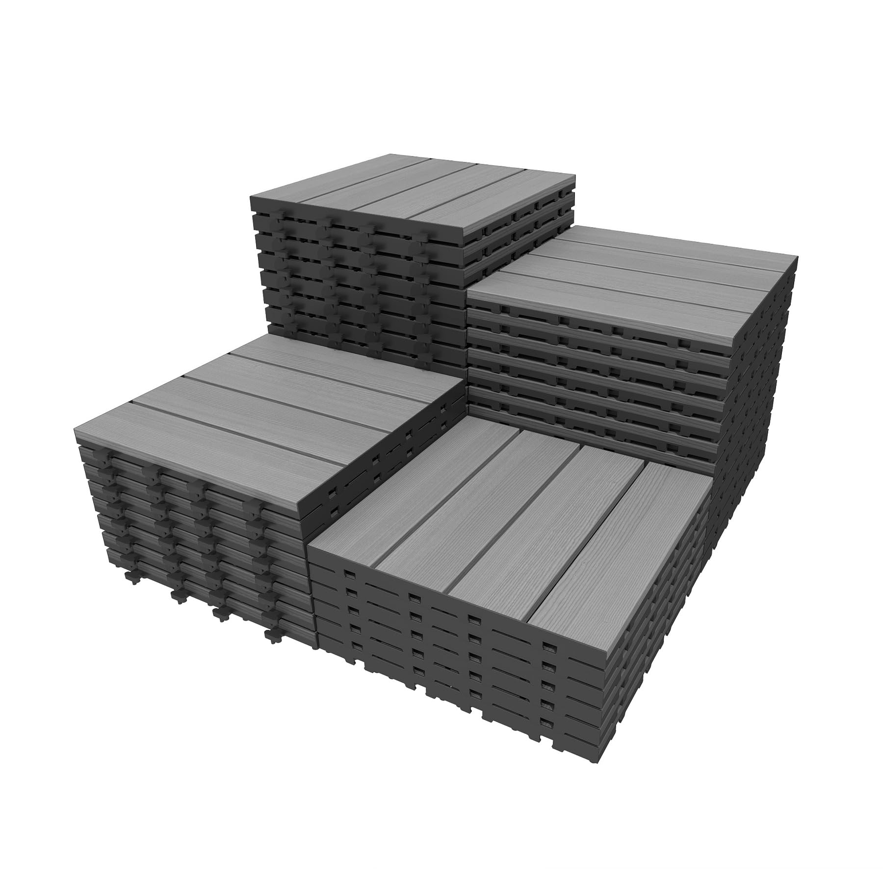 44 Pcs Interlocking Deck Tiles, 12   X 12   HDPE Outdoor Flooring, Patio Flooring Outdoor Waterproof, Deck Tiles Outdoor Waterproof For Deck Garden Poolside, All Weather Use -Dark Grey