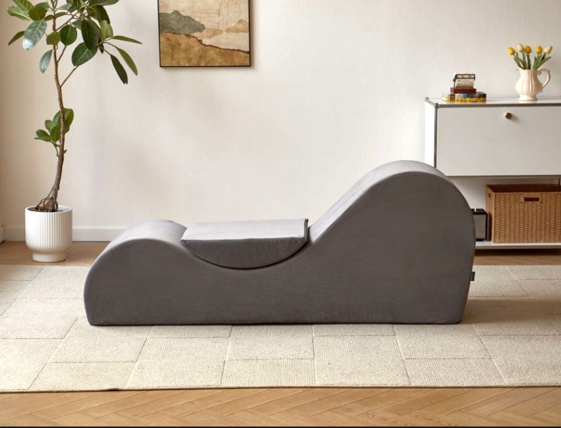 Solace Chaise Lounge Chair Relaxation, Ergonomic Design With Soft Yet Firm High-Density Foam Core, Removable Machine-Washable Cover, Grey
