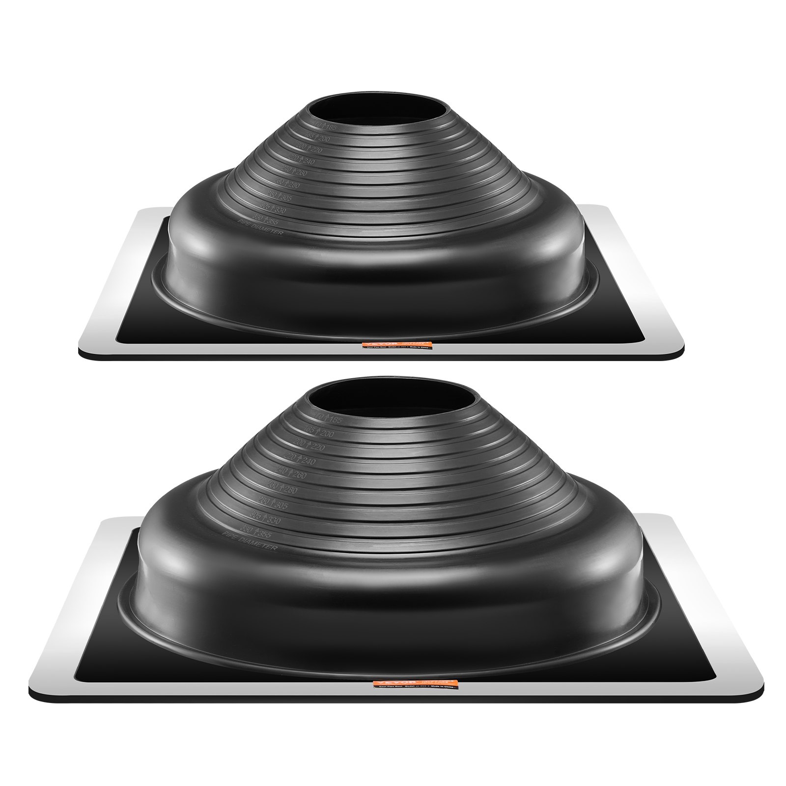 2 Pcs Roof Pipe Flashing Boots, Fit Pipe OD 6-3/4" To 14", Flexible EDPM Roofing Jack Pipe Flashing, High Temp -67℉ To 212℉, Endurable Metal Base, For Chimney, Wood Stove & Outdoor Vent Pipes