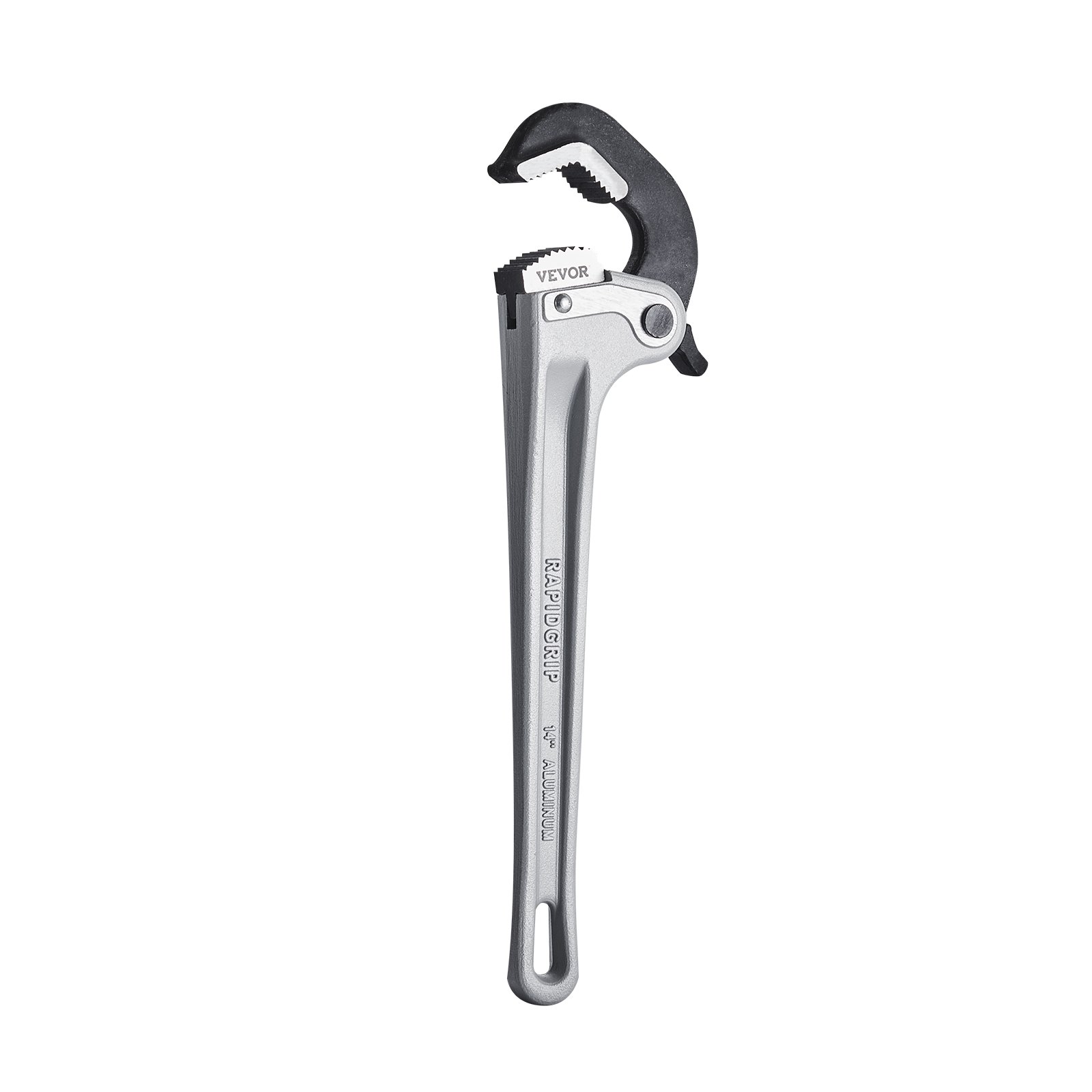 Pipe Wrench, 14 Inch Aluminum Straight Pipe Wrench, Automatic Jaw Adjustment, Adjustable Plumbing Wrench, Easy To Carry, Ergonomic Handle, Hangable Design, For Water Pipes, Automotive Repairs