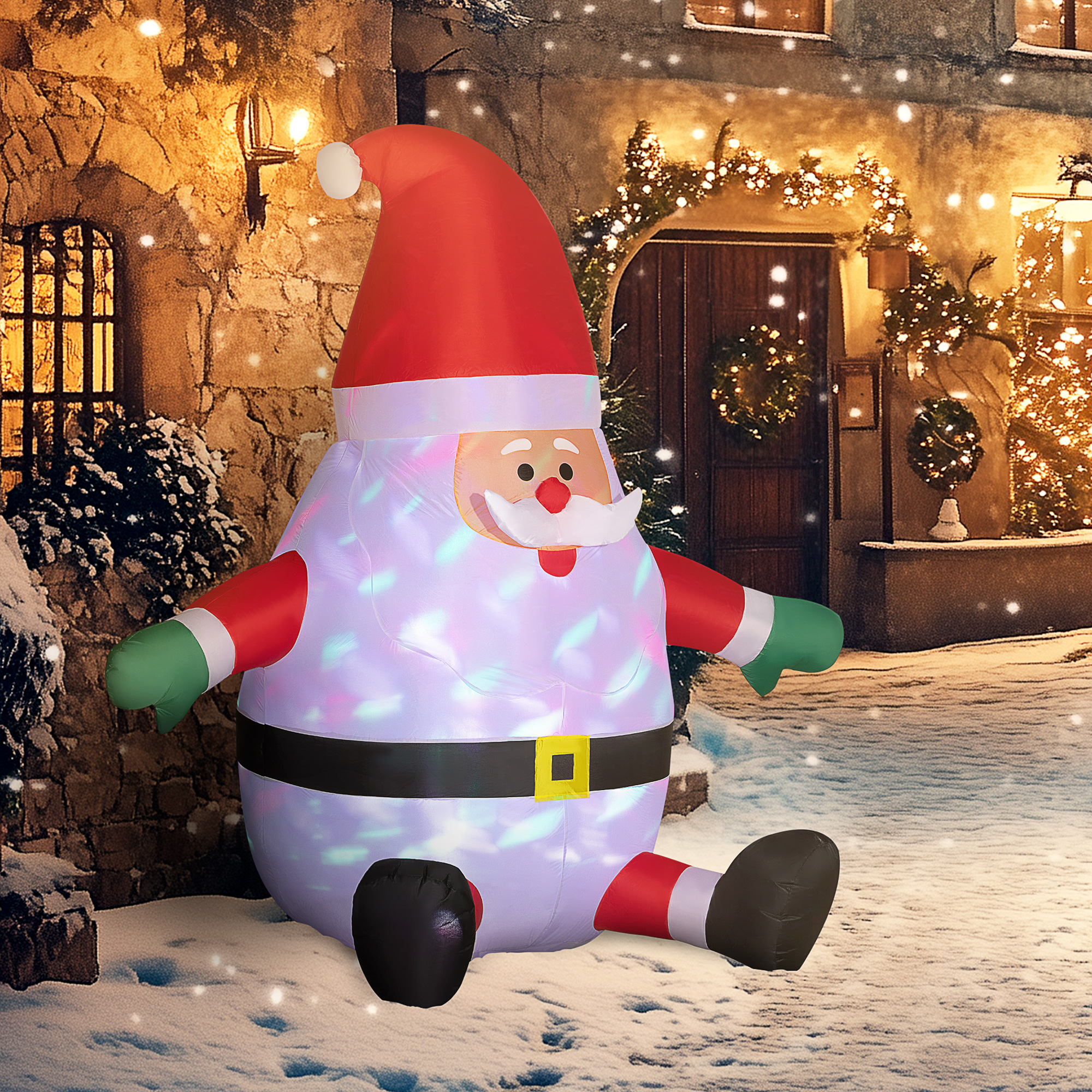 Inflable de Papá Noel de 6 pies con luz giratoria, para exhibición exterior y jardín