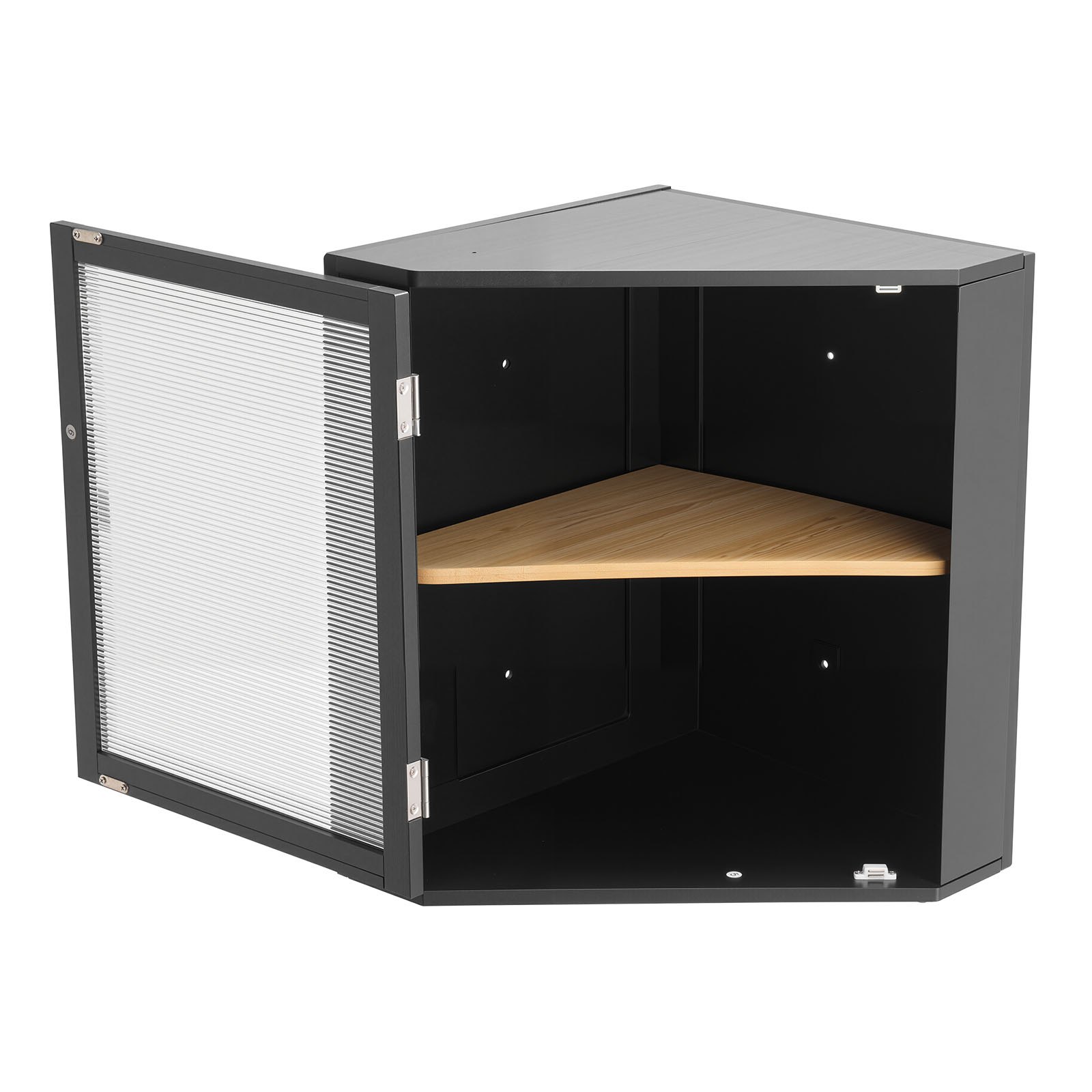Corner Bread Box For Kitchen Counter Double Layer Bamboo Storage Container Black