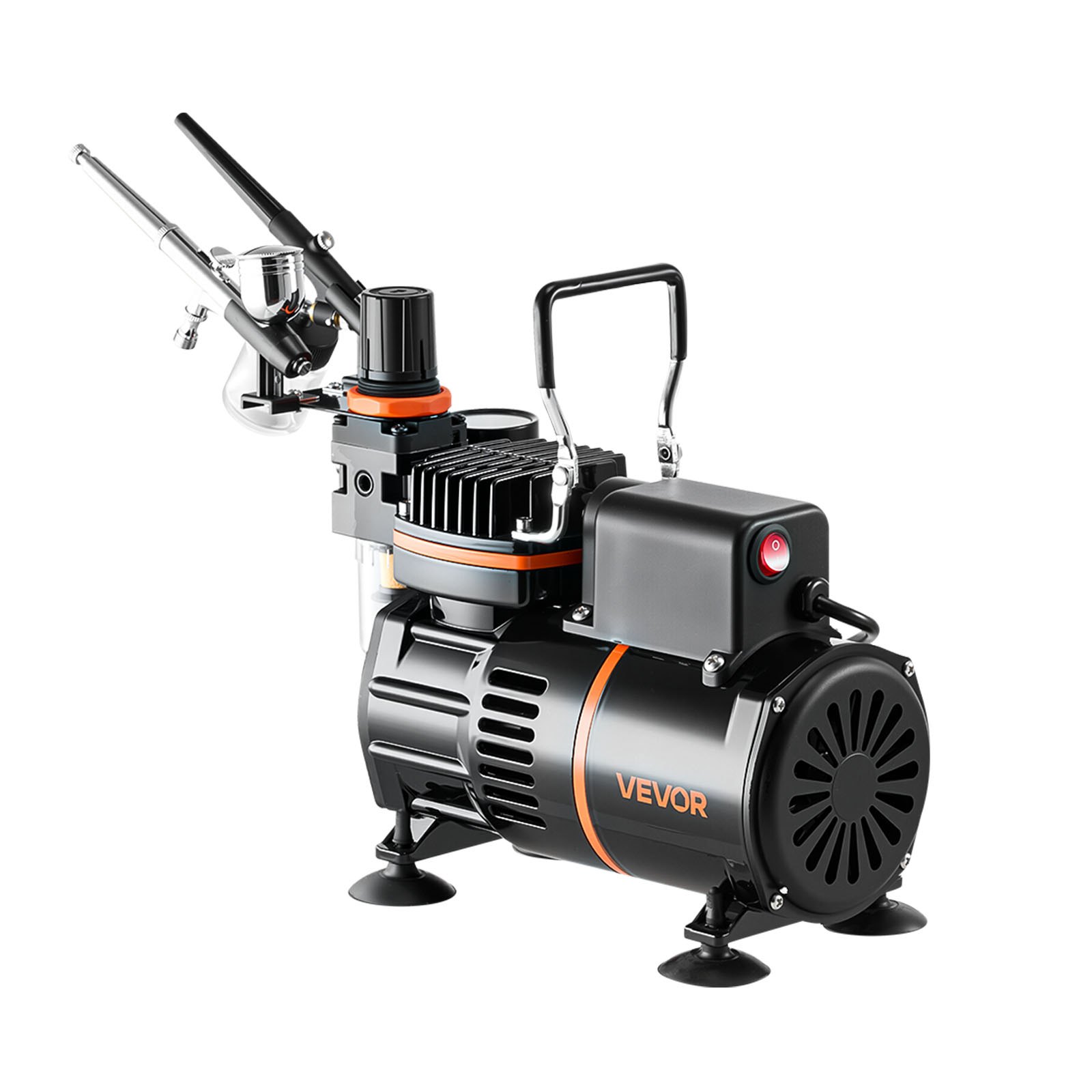 Kit de aerógrafo profesional con compresor 1/6 HP, 3 aerógrafos, manguera y pintura