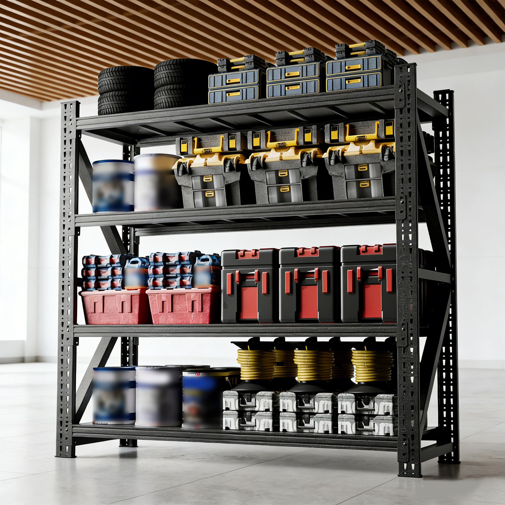 5000LBS Industrial Shelving For Warehouse, Heavy Duty Metal Adjustable Garage Shelves  69 H X 71 W X 23.7 D  5000LBS Storage Unit, Black