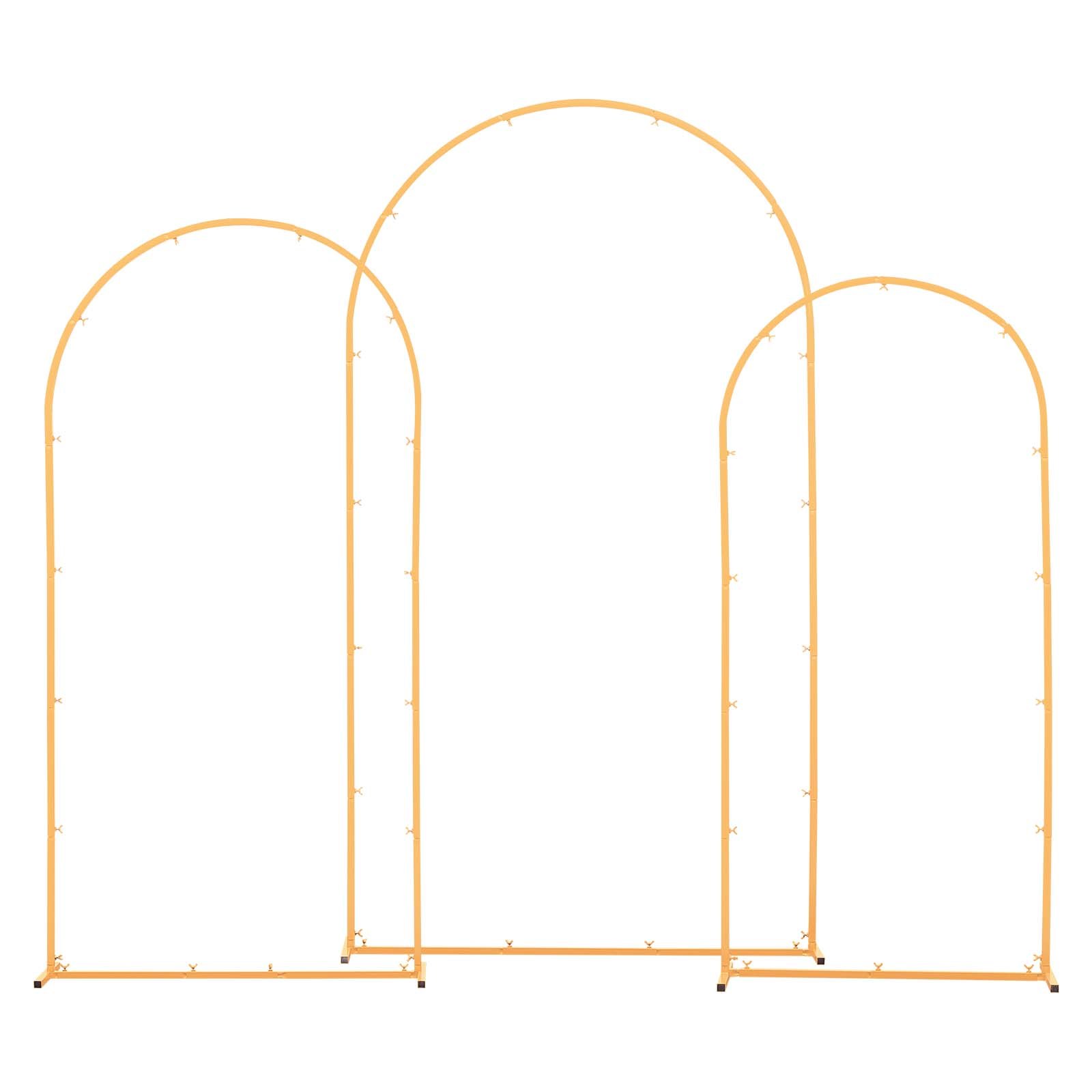 Arch Backdrop Stand, Set Of 3, 7.2/6.6/6 Ft, Stable Structure, Easy Assembly, Gold Metal Arch Backdrop Stand For Wedding, Birthday Party, Graduation, Holiday Celebration, And Ceremony Decoration