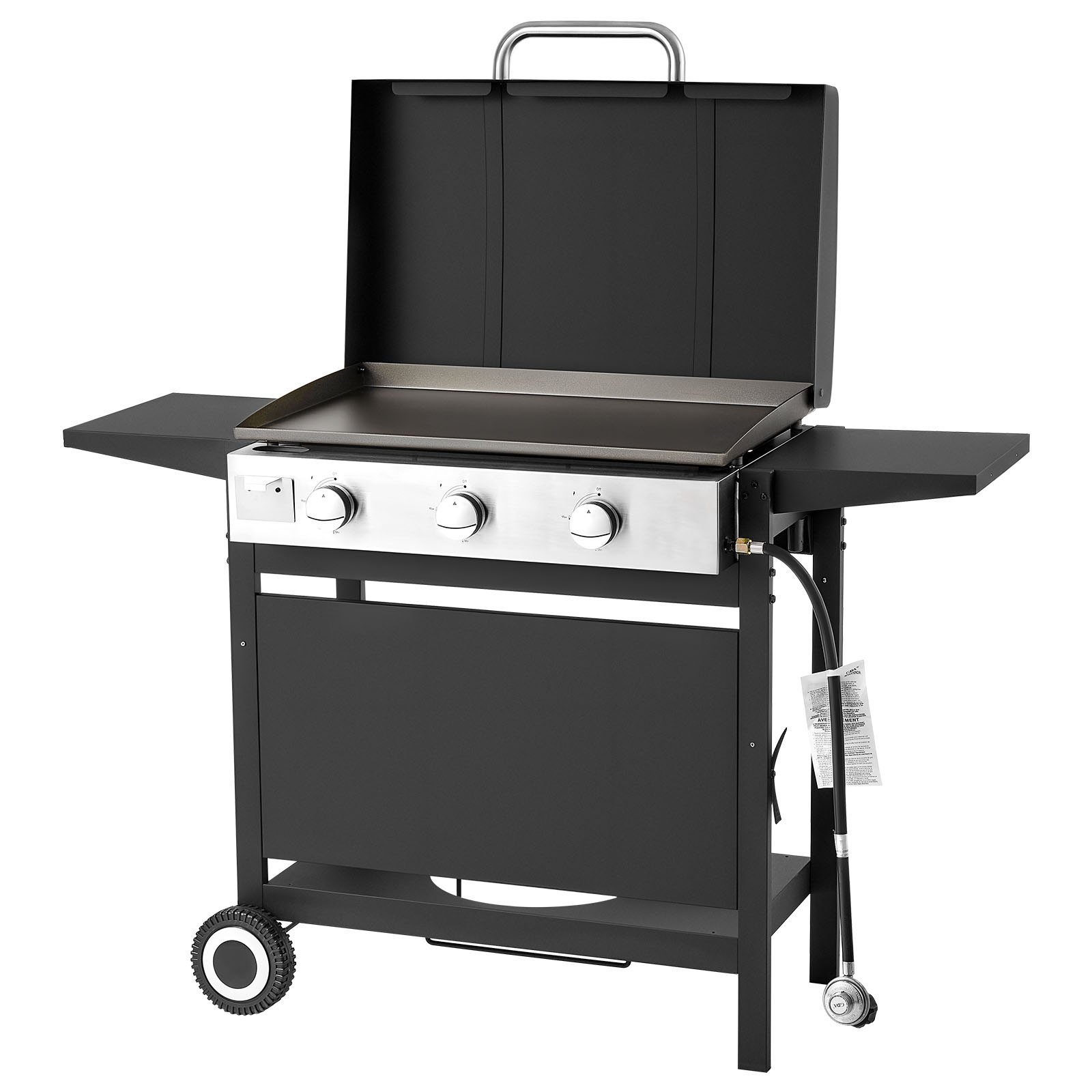 Plancha de gas de 3 quemadores, con ruedas y tapa, 3 x 11000 BTU, para exteriores