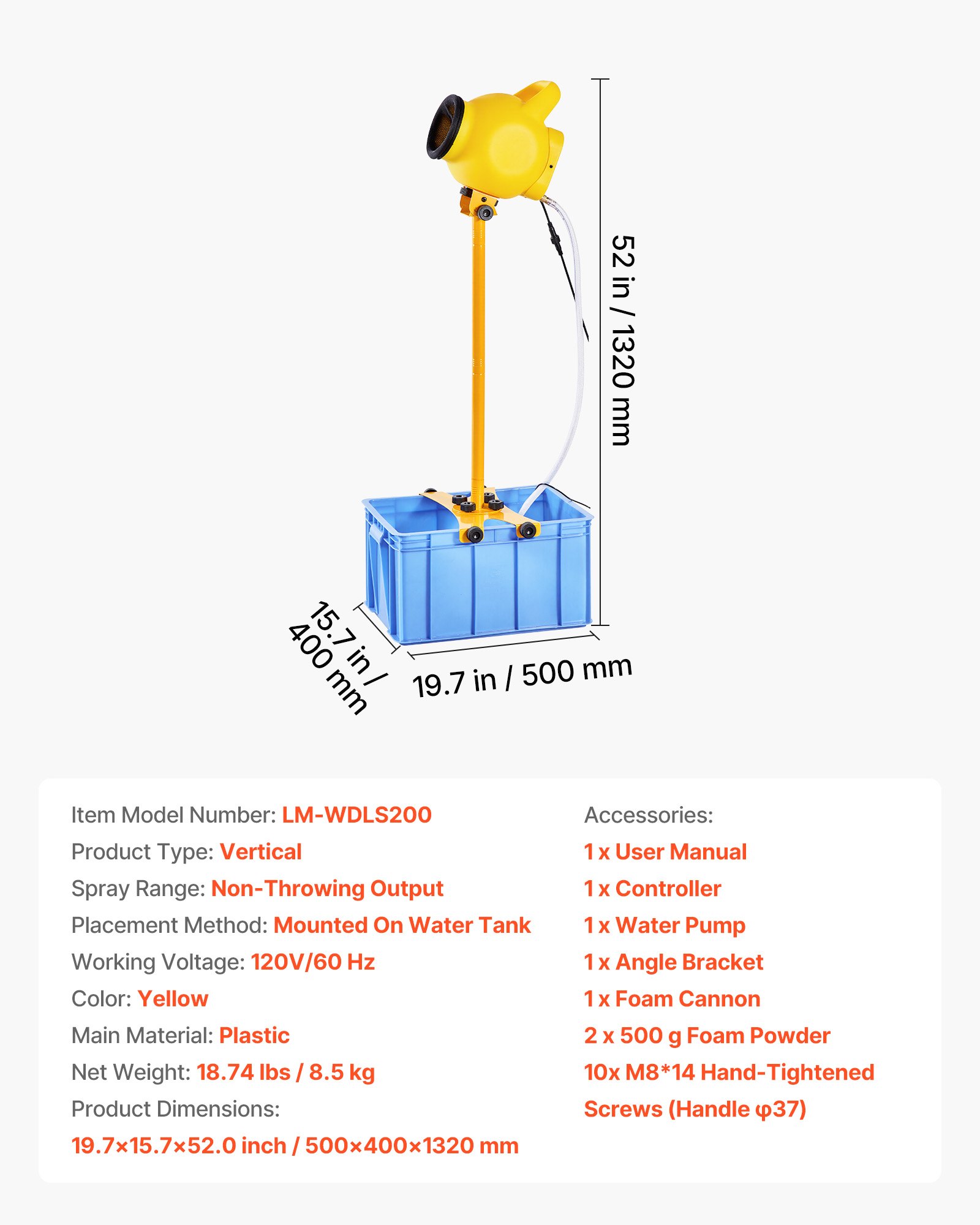 Foam Machine, Adjustable Angle Control Foam Cannon Party Machine, Bubble Cannon With 37QT Water Tank, Stable Vertical Design, Dense Foams Maker For Gatherings, Celebrations & Party
