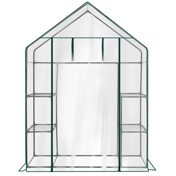 Mini invernadero portátil con cubierta de PVC, 4 estantes, 56x29x77 pulgadas, transparente