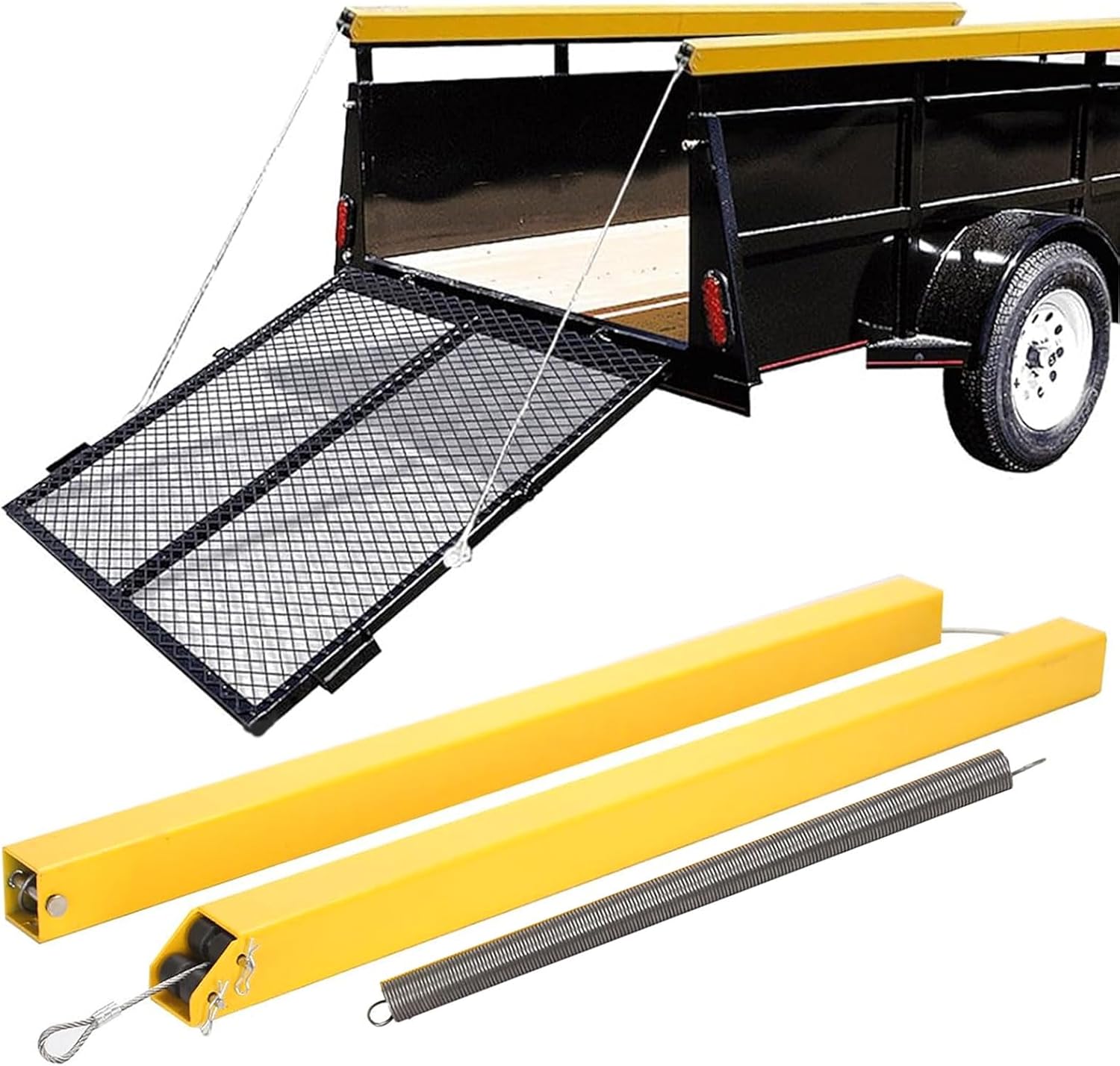 Tailgate Utility Trailer Gate Liftgate Ramp Lift 2 Sided Lift Assist System Fit For Open Utility Trailers Tailgate And Ramp New Upgrades, Yellow