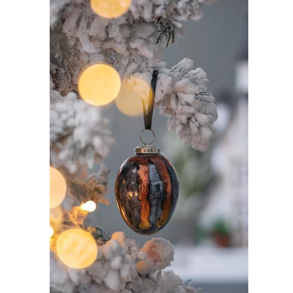 Set de 6 esferas de Navidad de vidrio decorativas, colgantes, forma de huevo