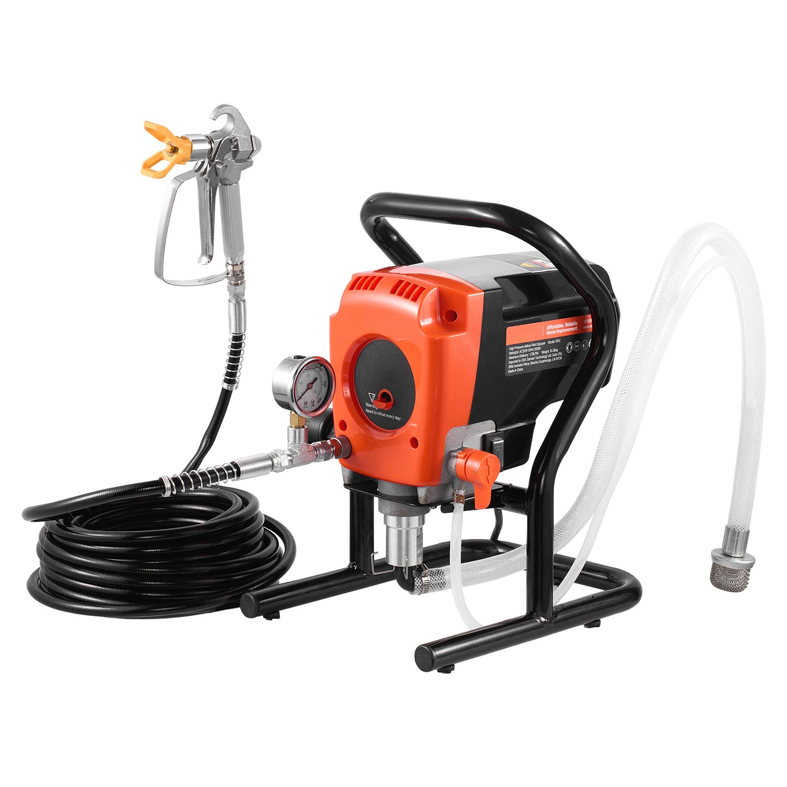 Stand Airless Paint Sprayer, 900W, 3300PSI High Pressure Airless Sprayer, Cleaning Brush, Hose, Extension Rod, Nozzles, Electric Spray Paint Machine For Interior Or Exterior Of House, Fence