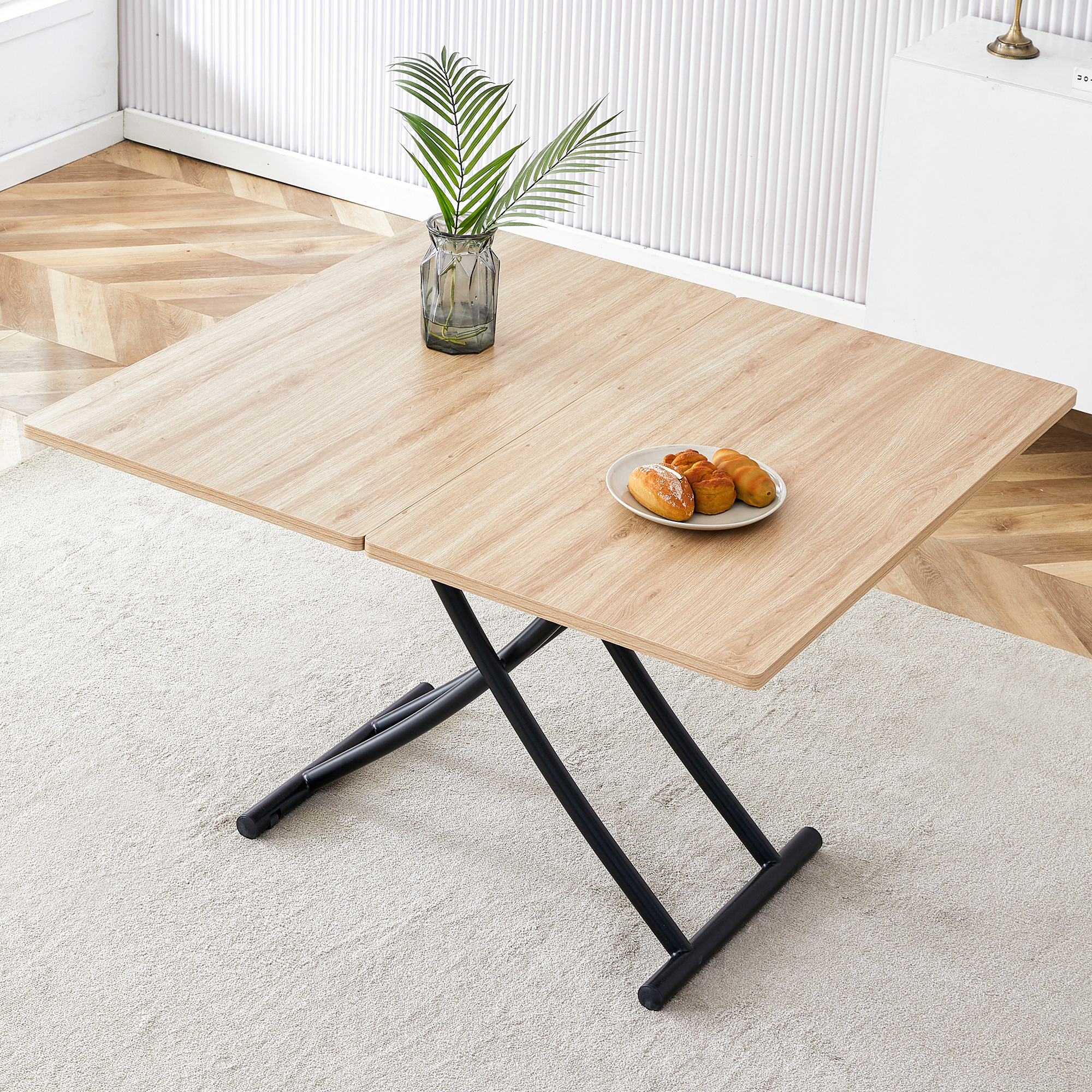 Mesa elevable multifuncional LT-10055 con tablero MFC de 0.8 pulgadas y patas metálicas.