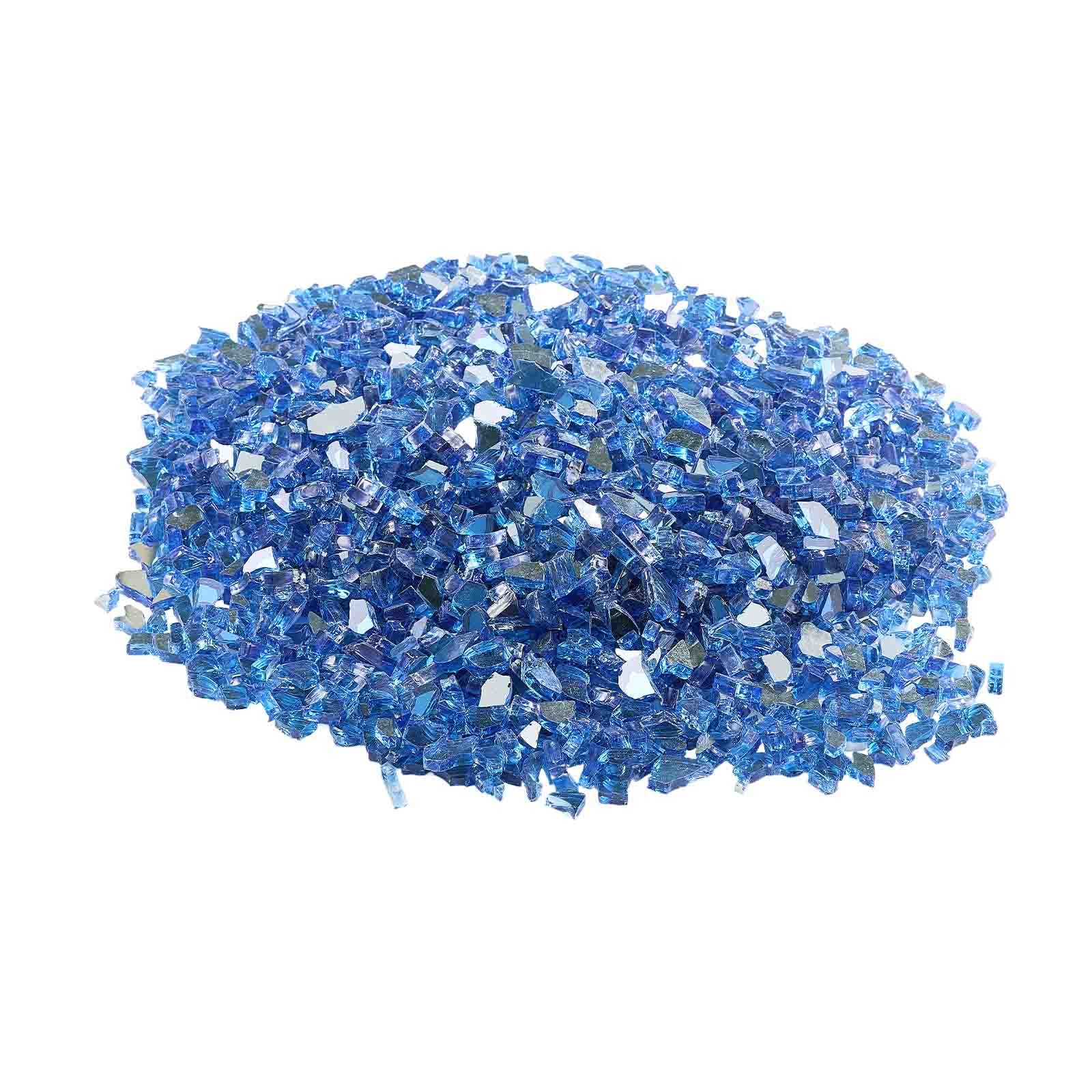 10 LBS Fire Glass 1-4 Inch Fireplace Glass Rocks For Fire Pit Table Cobalt Blue