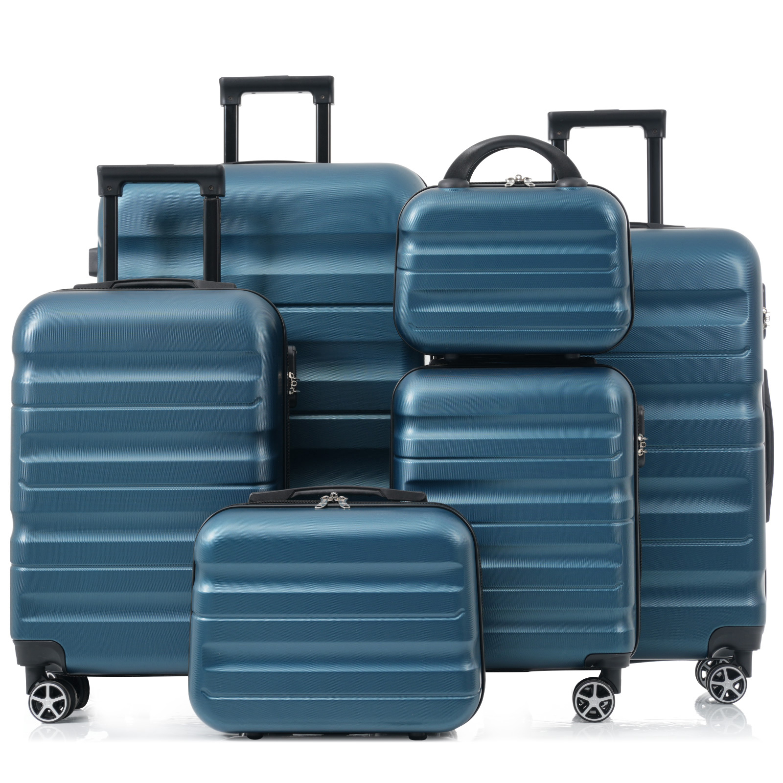 6-Piece ABS Hardshell Luggage Set - Lightweight & Durable Suitcases With Dual Spinner Wheels, Carry-On & Check-In Sizes For Travel & Business