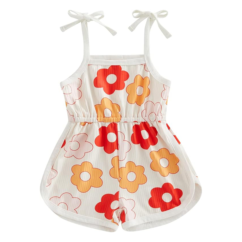 Toddler Baby Girl Clothing,floral Jumpsuit With Tie Up,jumpsuit Baby, Suspender Game Set