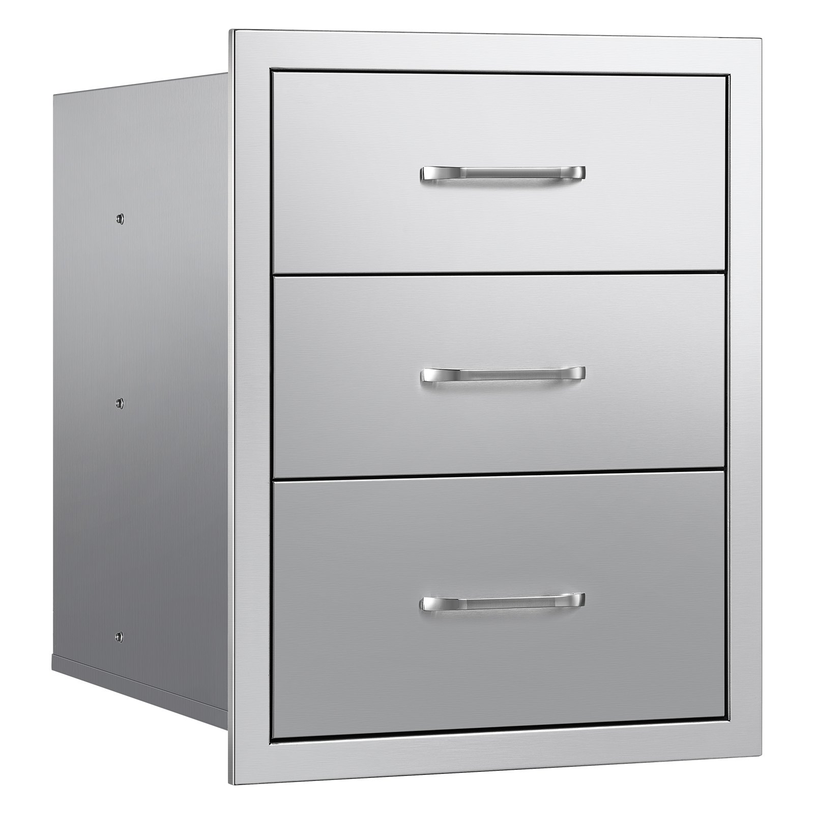 Cajones de acero inoxidable para cocina exterior, triple acceso, con asas