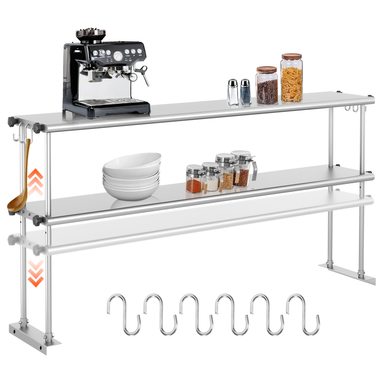 Estante de Cocina Ajustable de Acero Inoxidable, 60 pulgadas