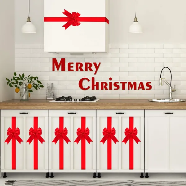 8 lazos de cinta rojos para gabinetes de Navidad, 78.8 pulgadas, para decoración
