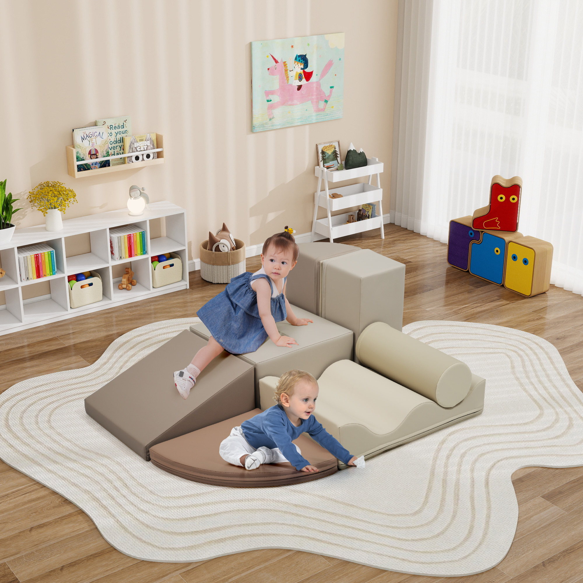 Juego de Escalada de Espuma para Niños (7 Piezas), Juguete de Actividad para Interiores