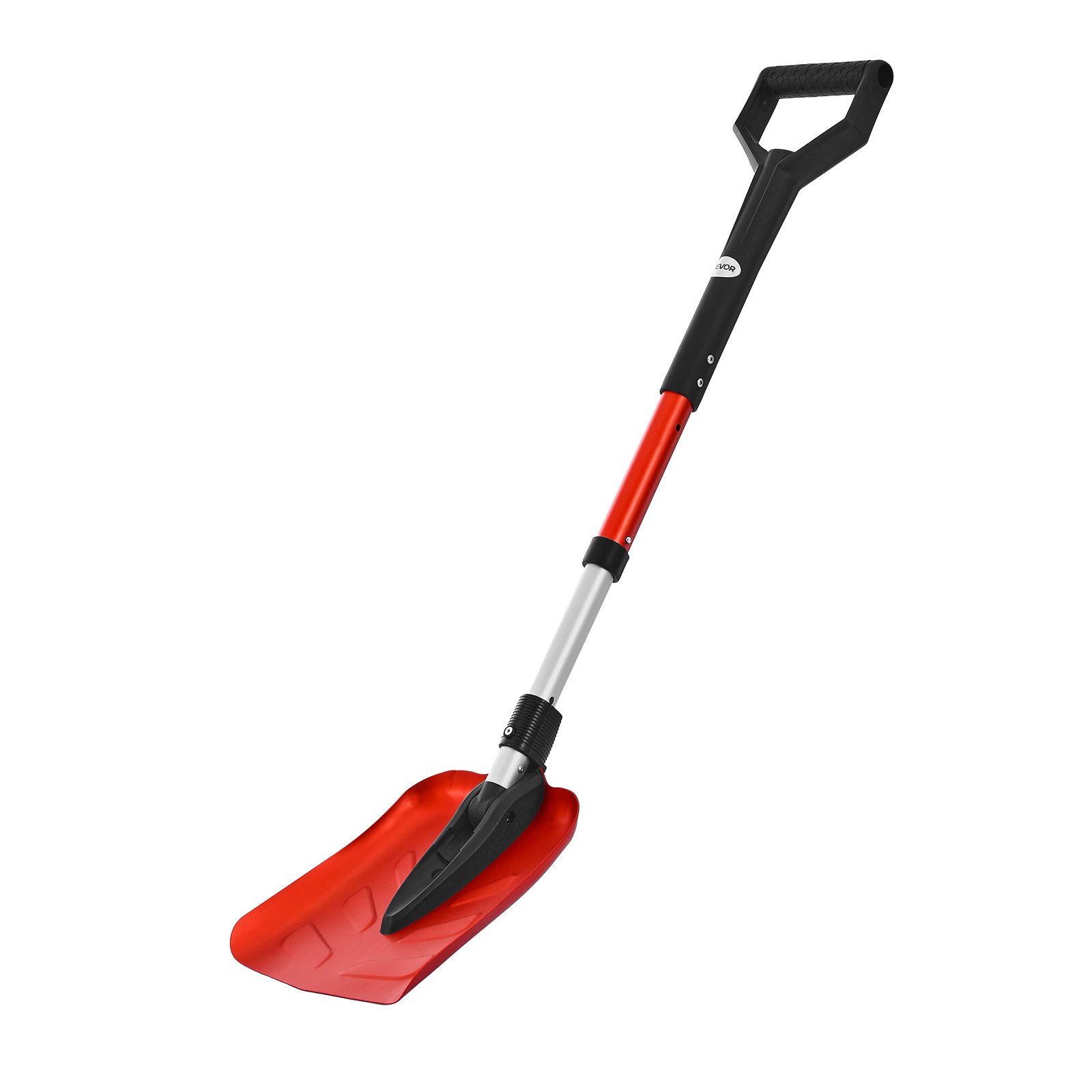 Pala de nieve plegable de 9 pulgadas, mango en D, ajustable 36-40 pulgadas, aluminio