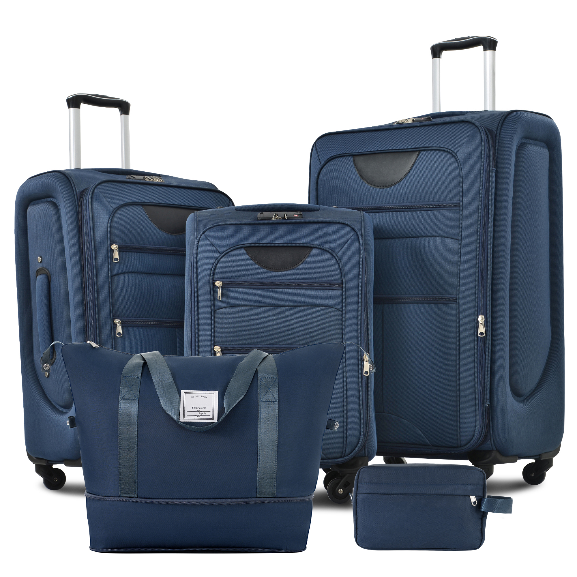 Softside Luggage Expandable 3 Piece Set Suitcase With Duffel Bag Upright Spinner Softshell Lightweight Luggage Travel Set-22-26-30 IN