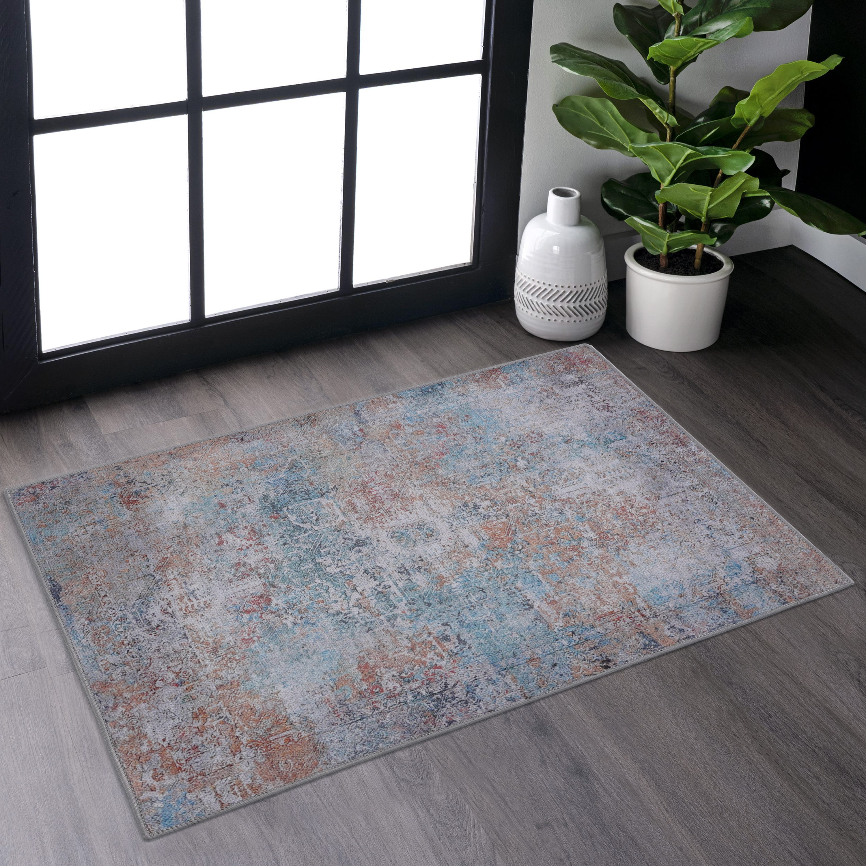 MAVAL Yellow Washable Rug 2' X 3' Doormat Rug  Yellow, 2' X 3'
