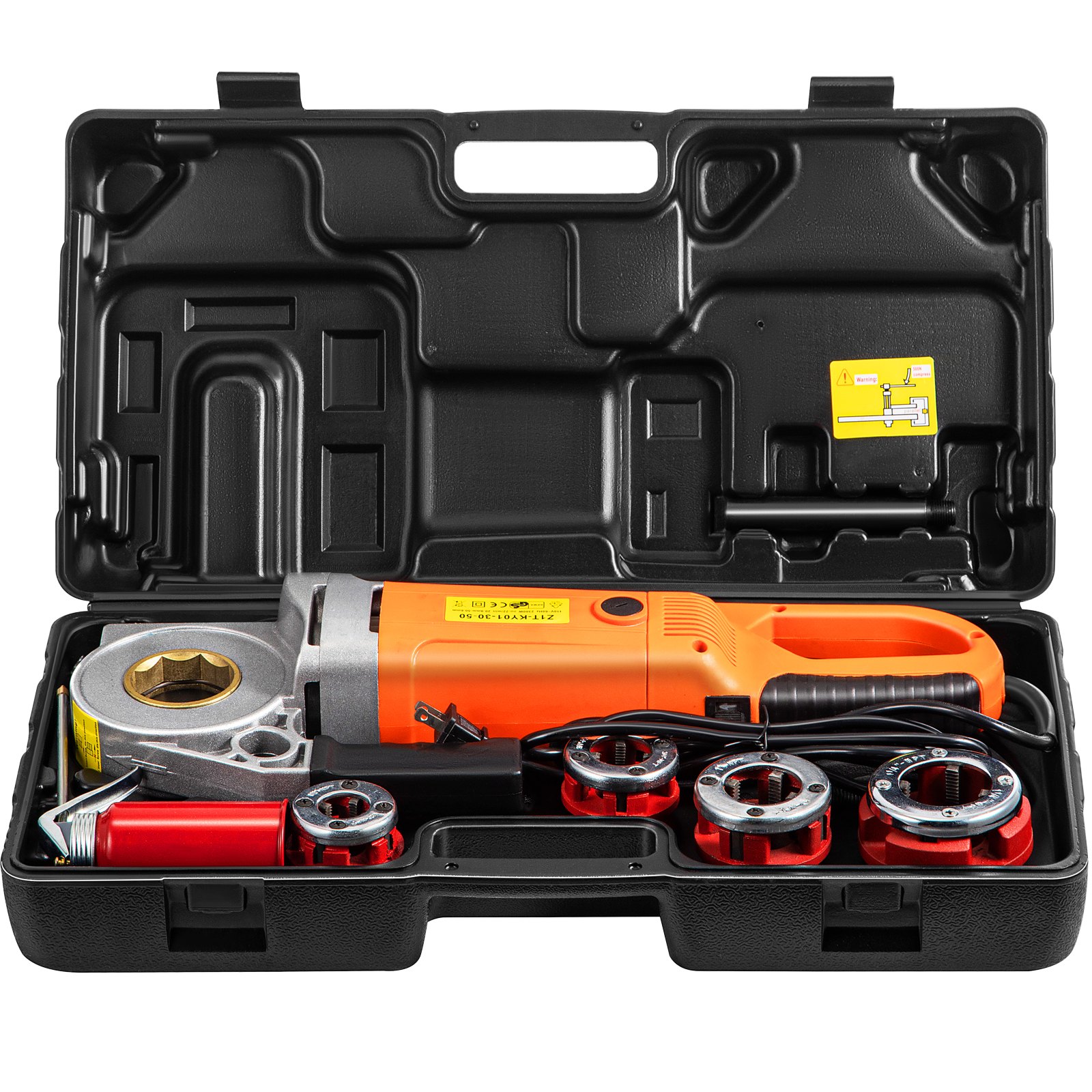 Electric Pipe Threader, 2300W Pipe Threading Machine With 4 Dies 1/2" - 1 1/4", 110V Hand-held Pipe Threader Machine With Copper Motor, Portable Electric Pipe Threading Kit With Carrying Case