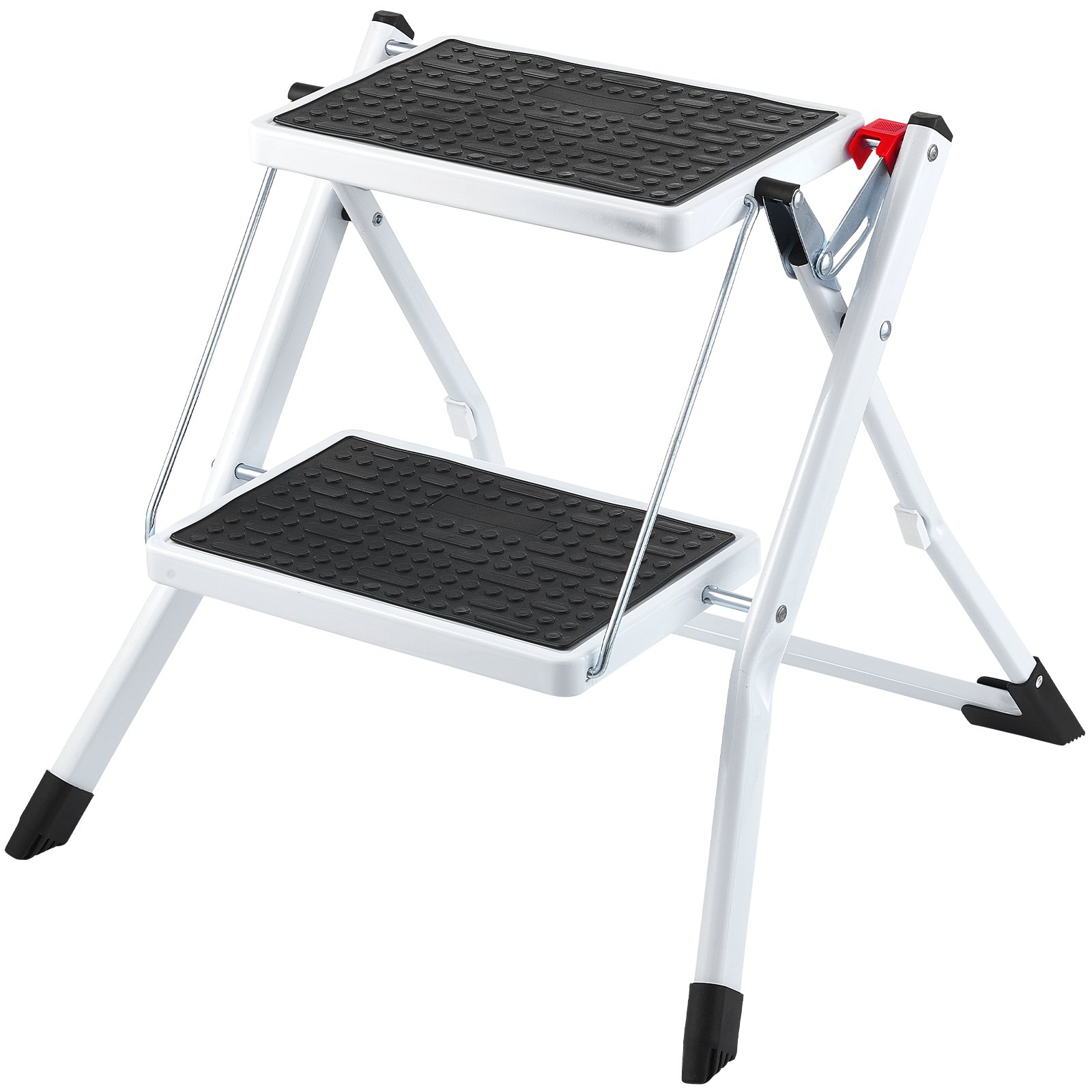 Escalera de 2 peldaños, plegable de acero, 330 libras, pedal antideslizante